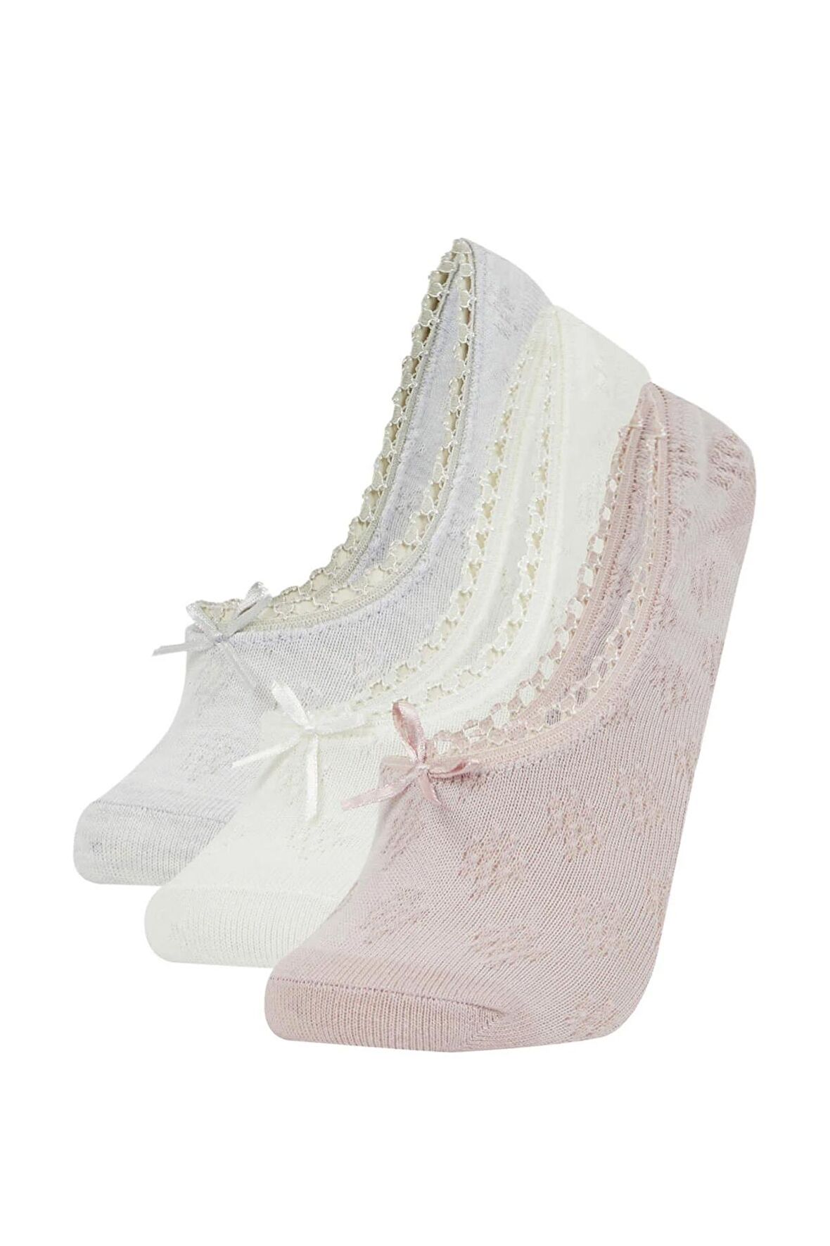 DeFacto Kadın Aplike 3'lü Pamuklu Babet Çorap B6057AXNSSF1