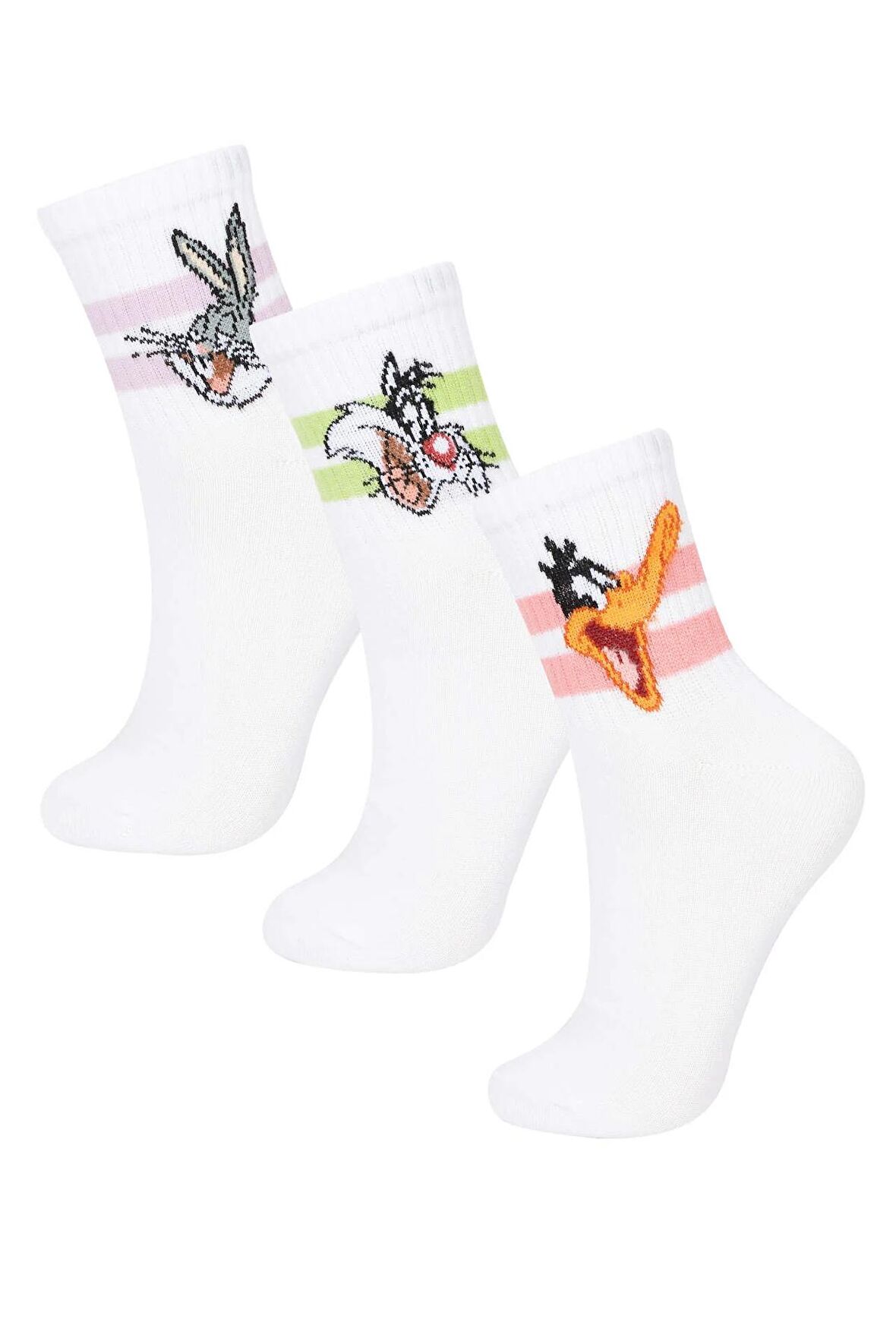 Kadın Looney Tunes 3'lü Pamuklu Soket Çorap