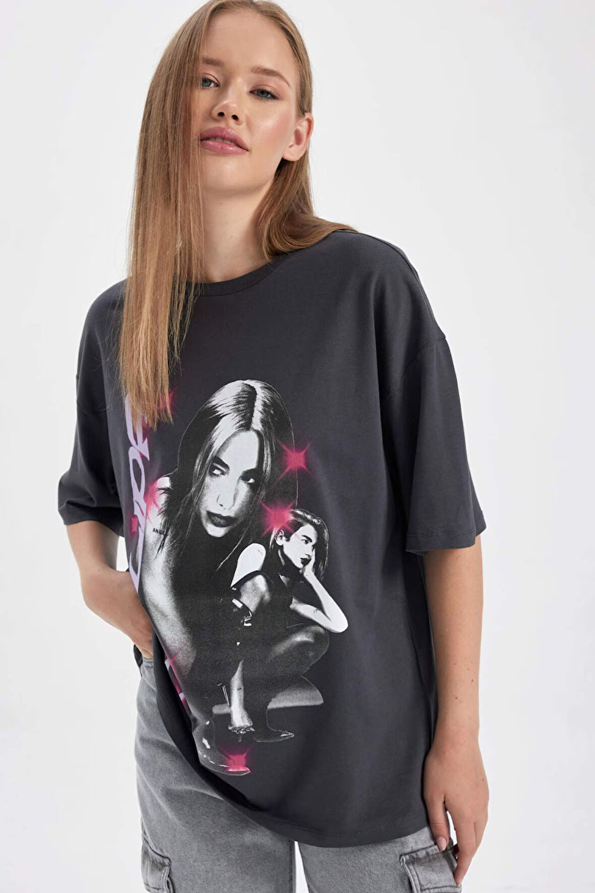 Coool Dua Lipa Oversize Geniş Kalıp Kısa Kollu Tişört