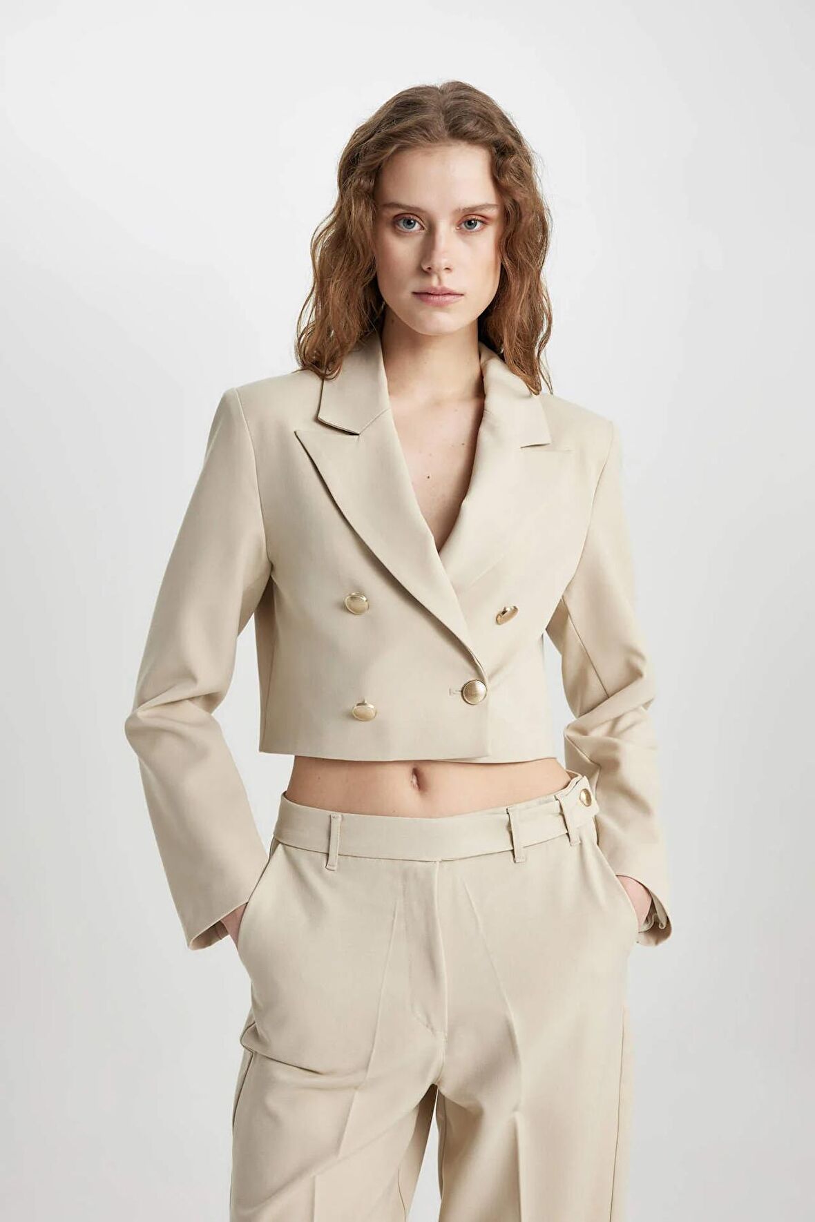 DeFacto Crop Blazer Ceket C3344AX24SPBG789