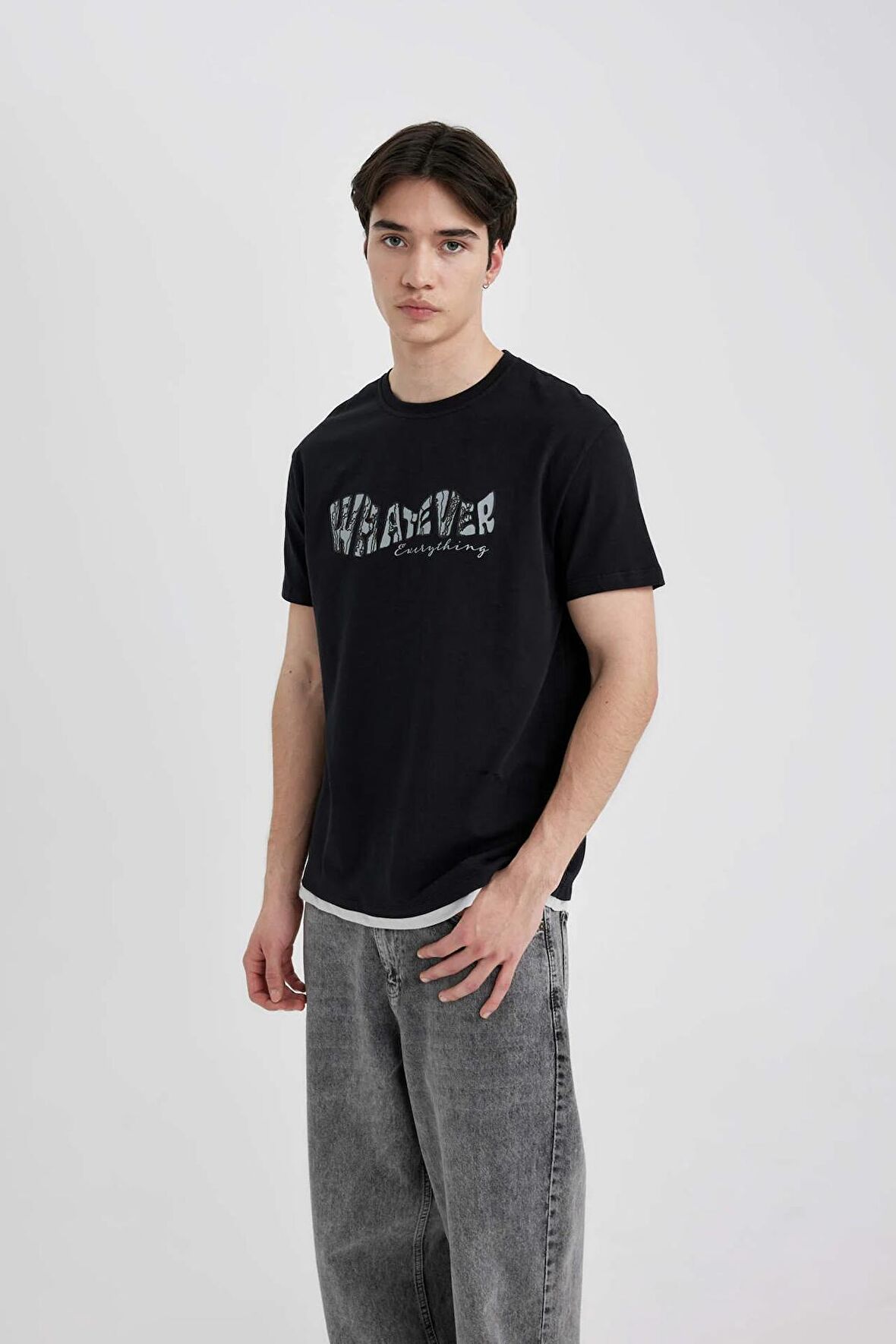 DeFacto Regular Fit Bisiklet Yaka Baskılı Kısa Kollu Tişört B8483AX24SMBK81