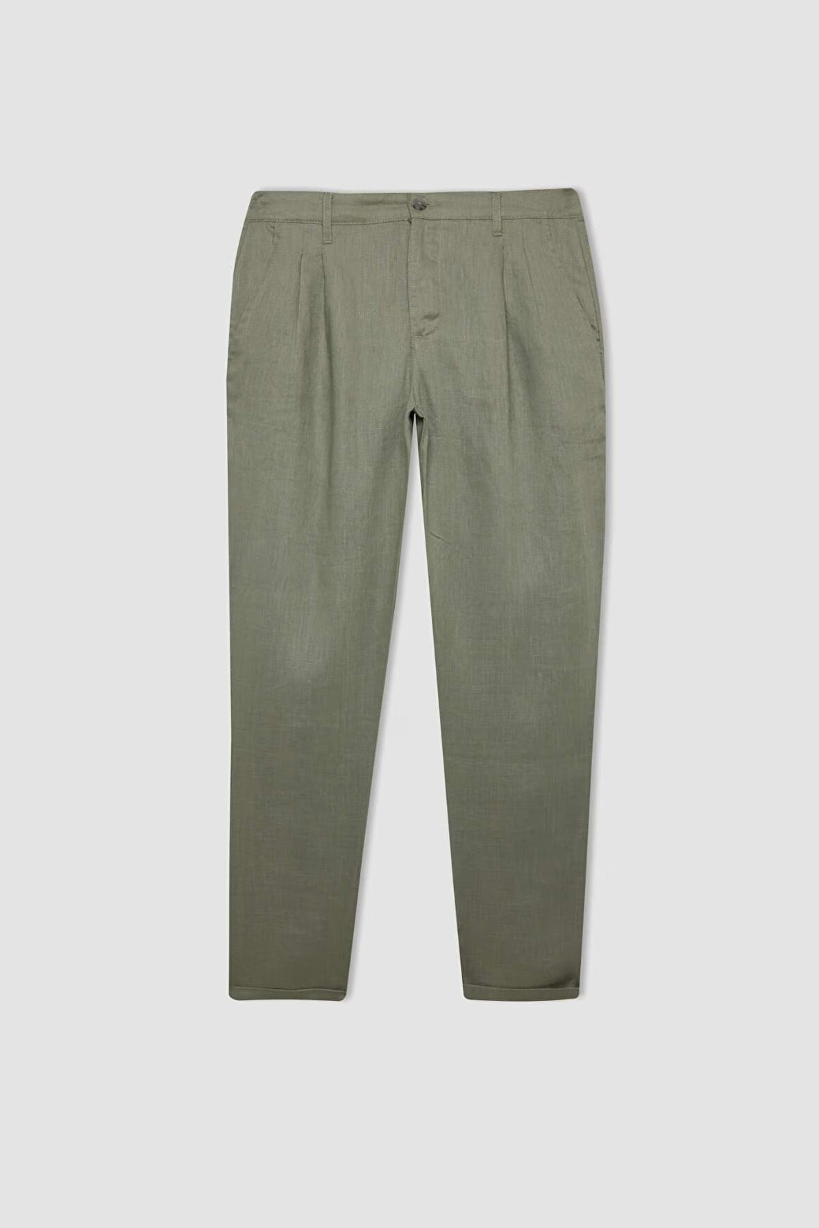 DeFacto %100 Keten Normal Kesim Crop Duble Paça Yazlık Kumaş Pantolon C1826AX24SMKH433