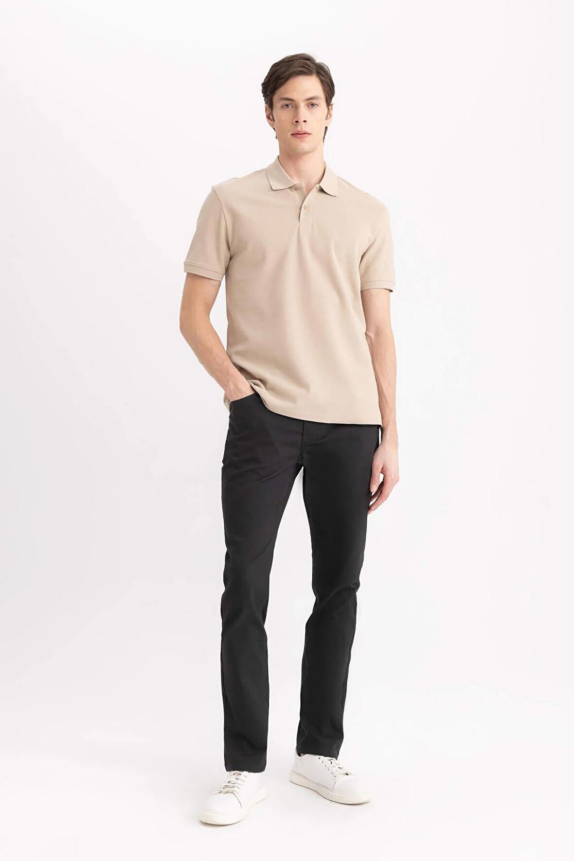 DeFacto Yazlık Chino Kanvas Pantolon Slim Fit Dar Kesim Cepli Dar Paça T1055AZ24SPAR173