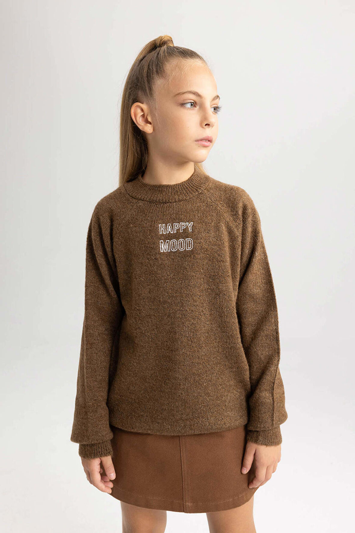 DeFacto Kız Çocuk Loose Fit Yarım Balıkçı Yaka Kazak B3996A823AUBN258