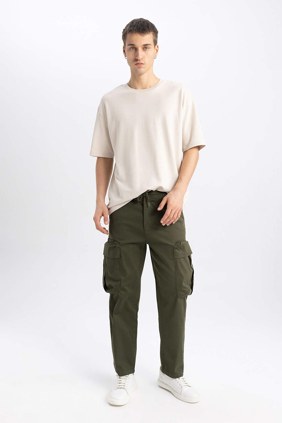 DeFacto Gabardin Pantolon Rustik Loose Fit Kargo Cepli B8606AX23WNKH341