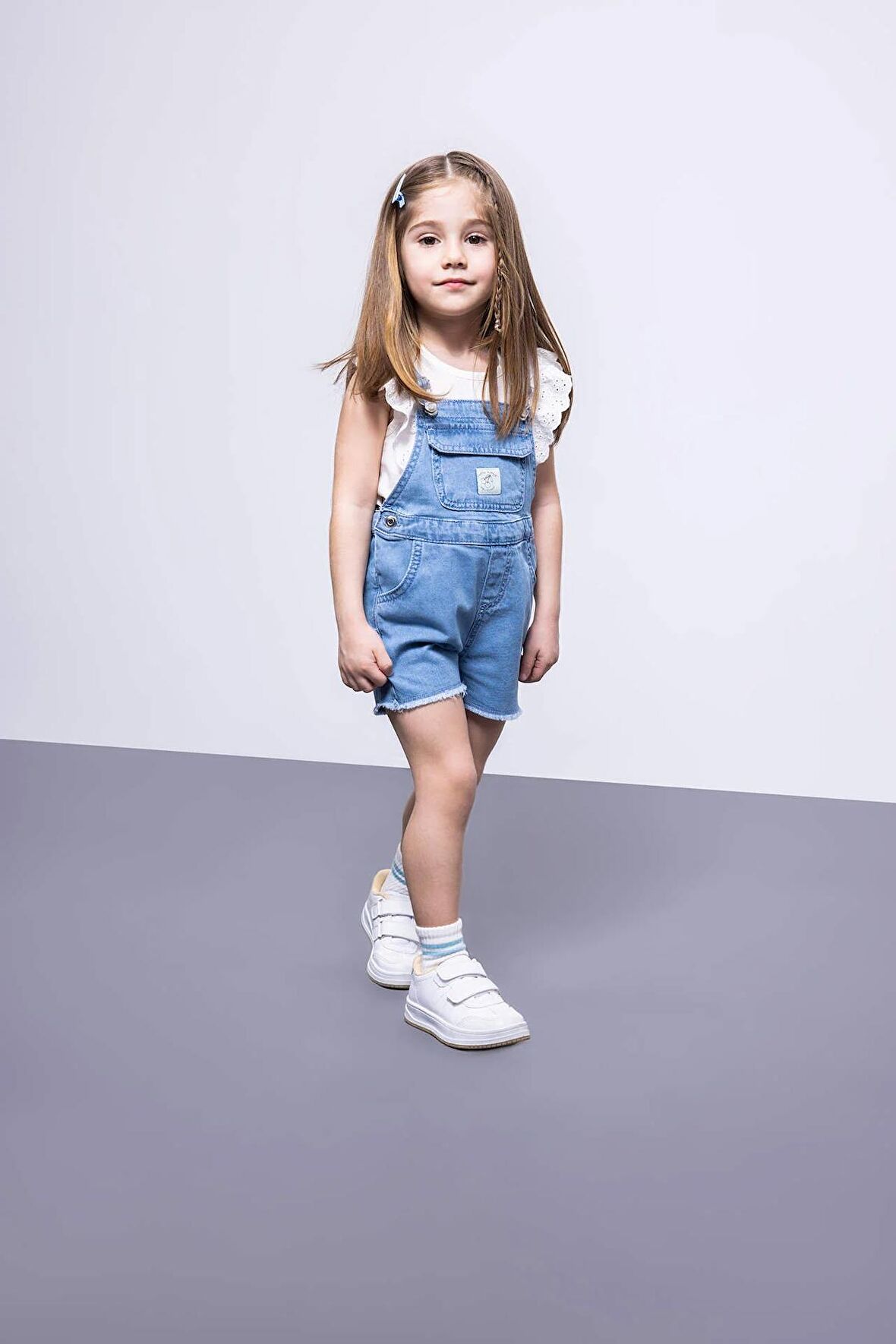 Kız Bebek Etiket Baskılı Jean Tulum