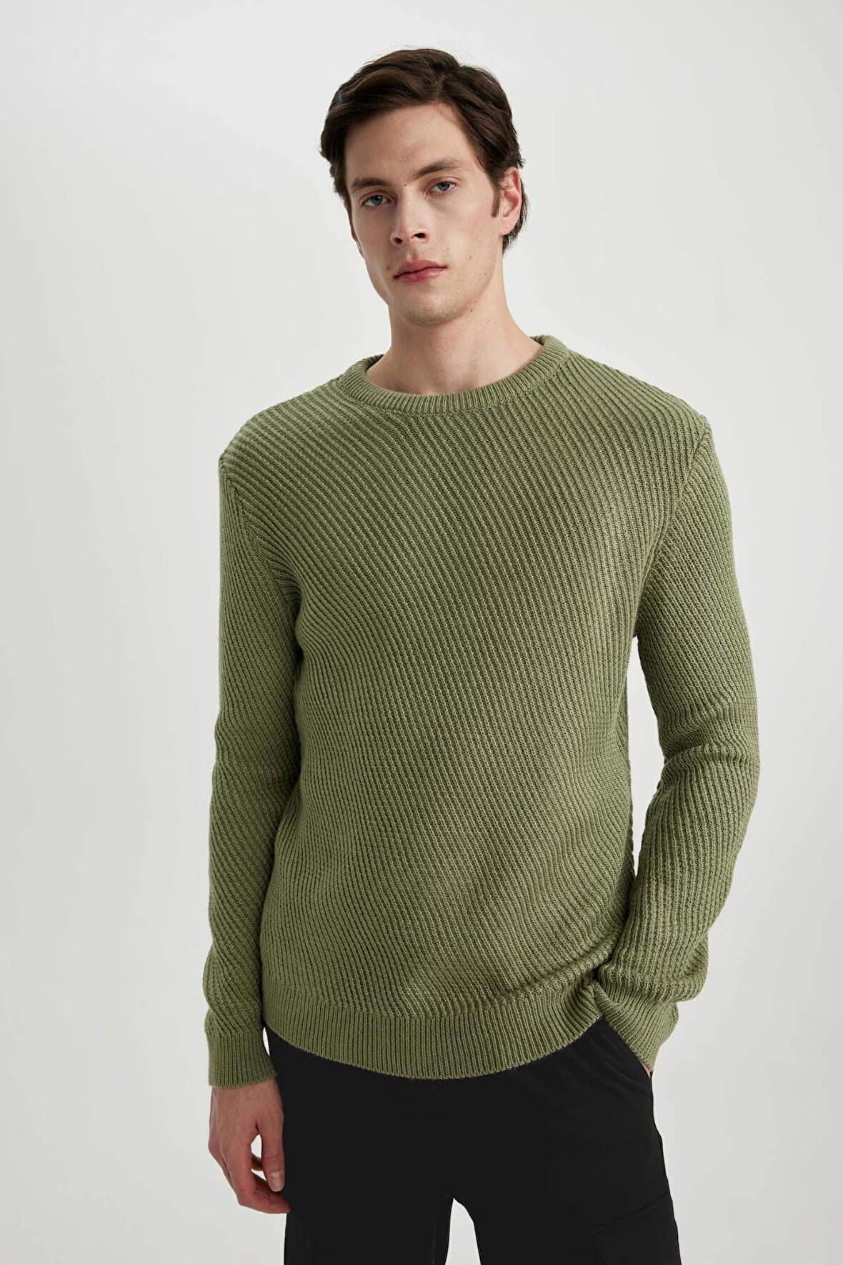 DeFacto Standart Fit Normal Kesim Bisiklet Yaka Triko Kazak C0048AX24AUKH394