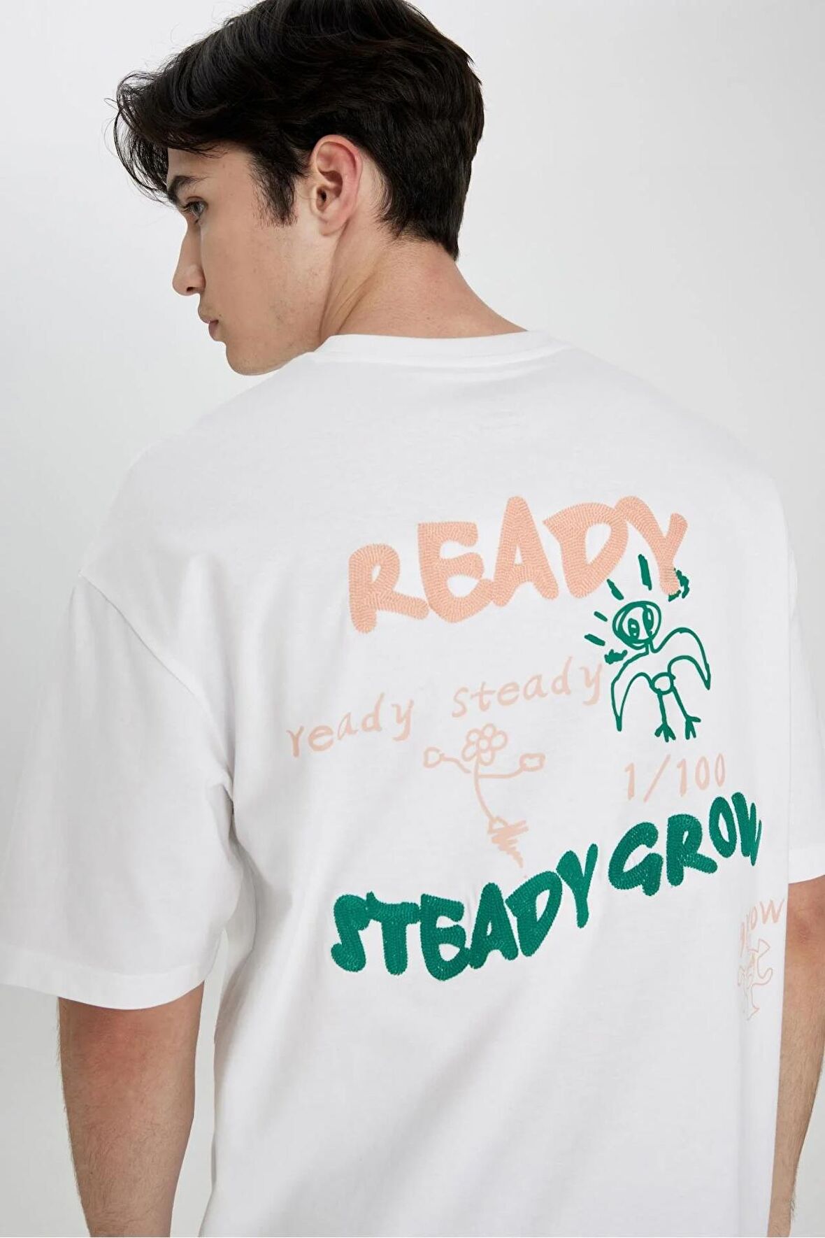 DeFacto Comfort Fit Bisiklet Yaka Sırt Baskılı Kısa Kollu Tişört B4645AX24SPWT34