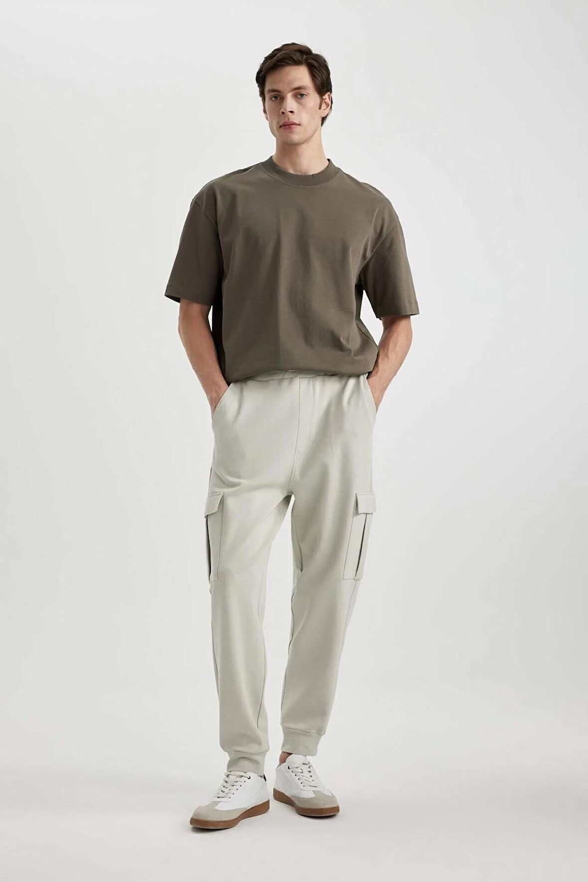 DeFacto Oversize Fit Kargo Cepli Esnek Paça Pike Eşofman Altı C4043AX24SPGR437