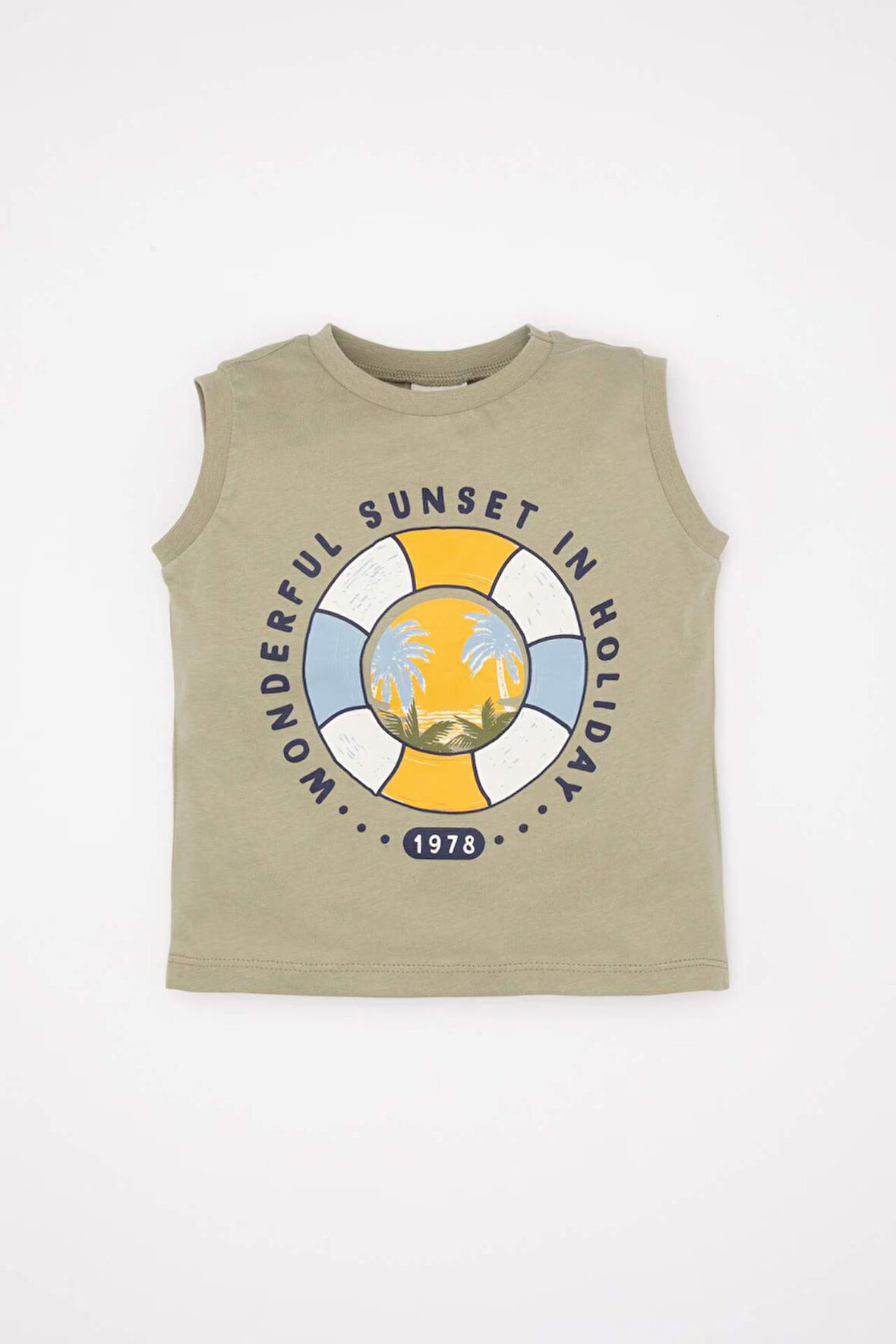 Erkek Bebek Bisiklet Yaka Deniz Baskılı Atlet