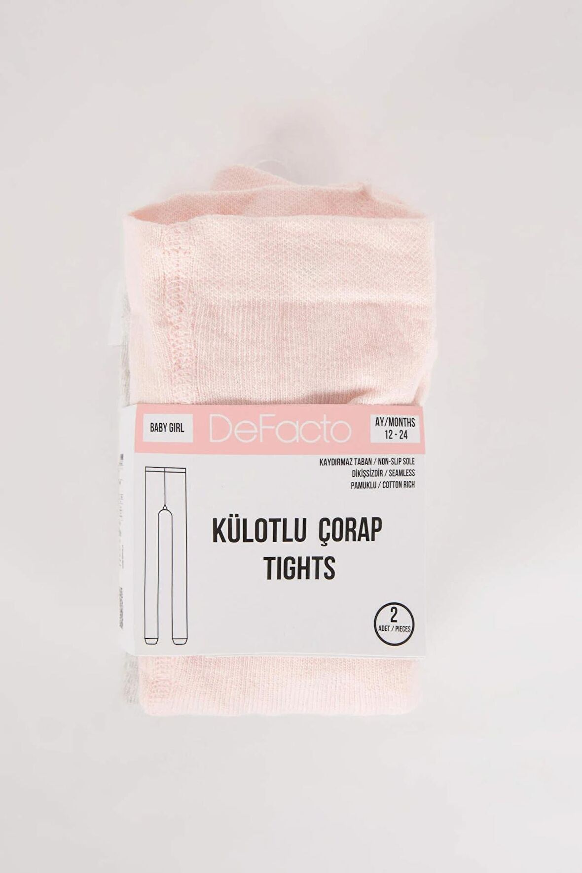Kız Bebek Kaydırmaz Taban 2'li Pamuklu Külotlu Çorap