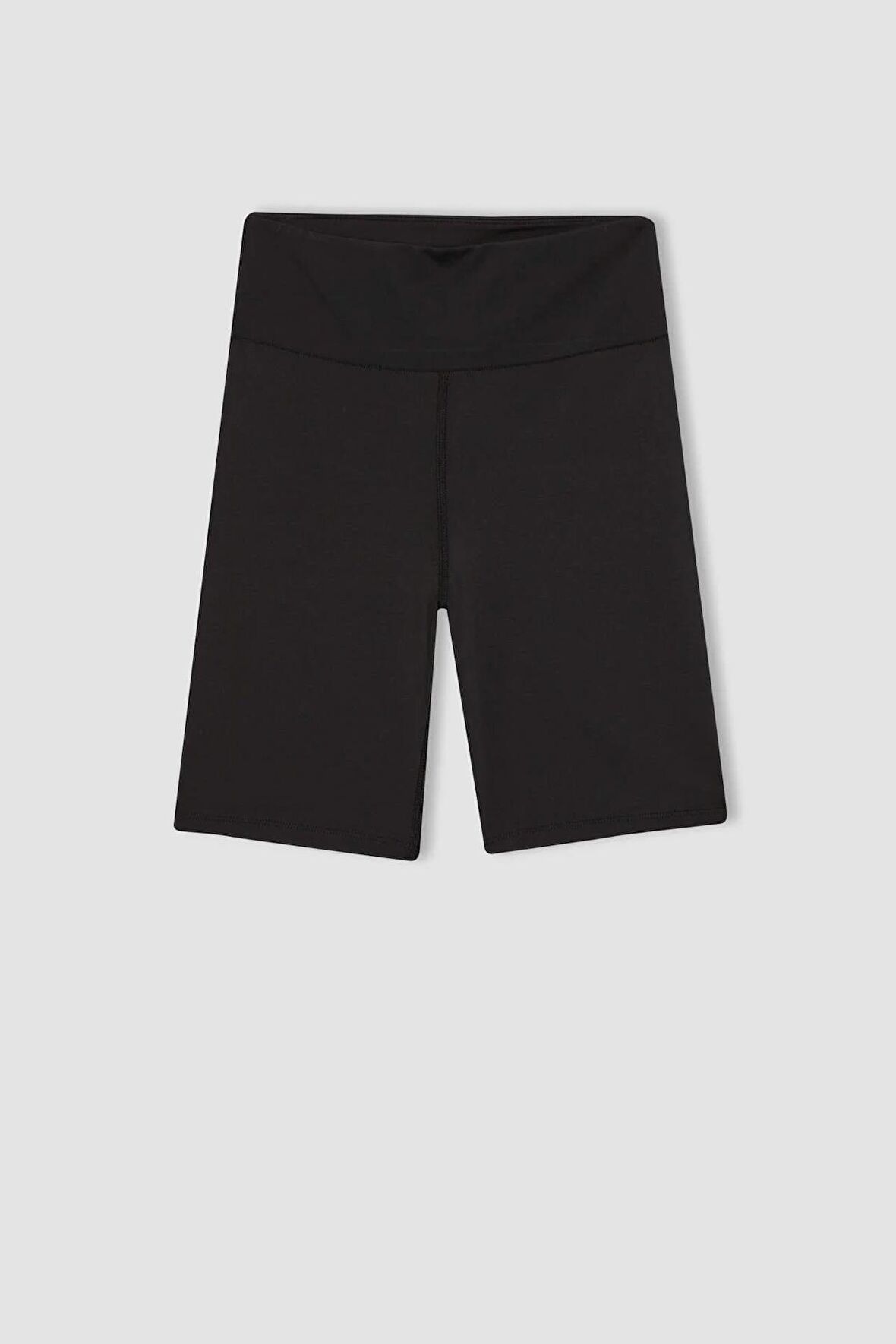 DeFactoFit Siyah Yüksek Bel Beli Saran Biker Esnek Kısa Basic Düz Sporcu Tayt Z6741AZ24SPBK81