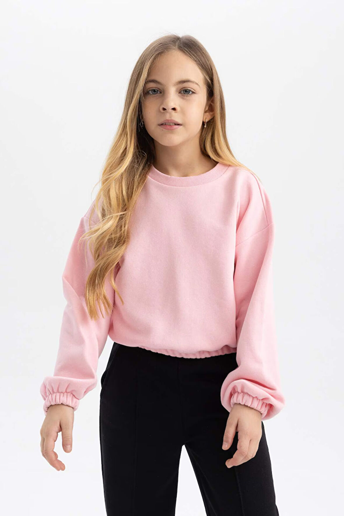DeFacto Kız Çocuk Bisiklet Yaka Basic Düz Sweatshirt B7788A8NSPN105