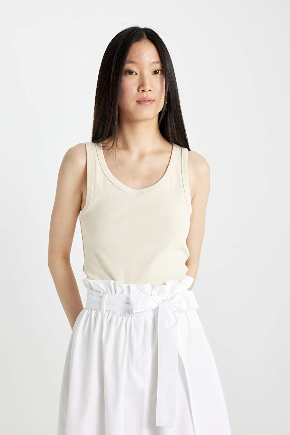 Slim Fit Dar Kesim U Yaka Ribana Atlet