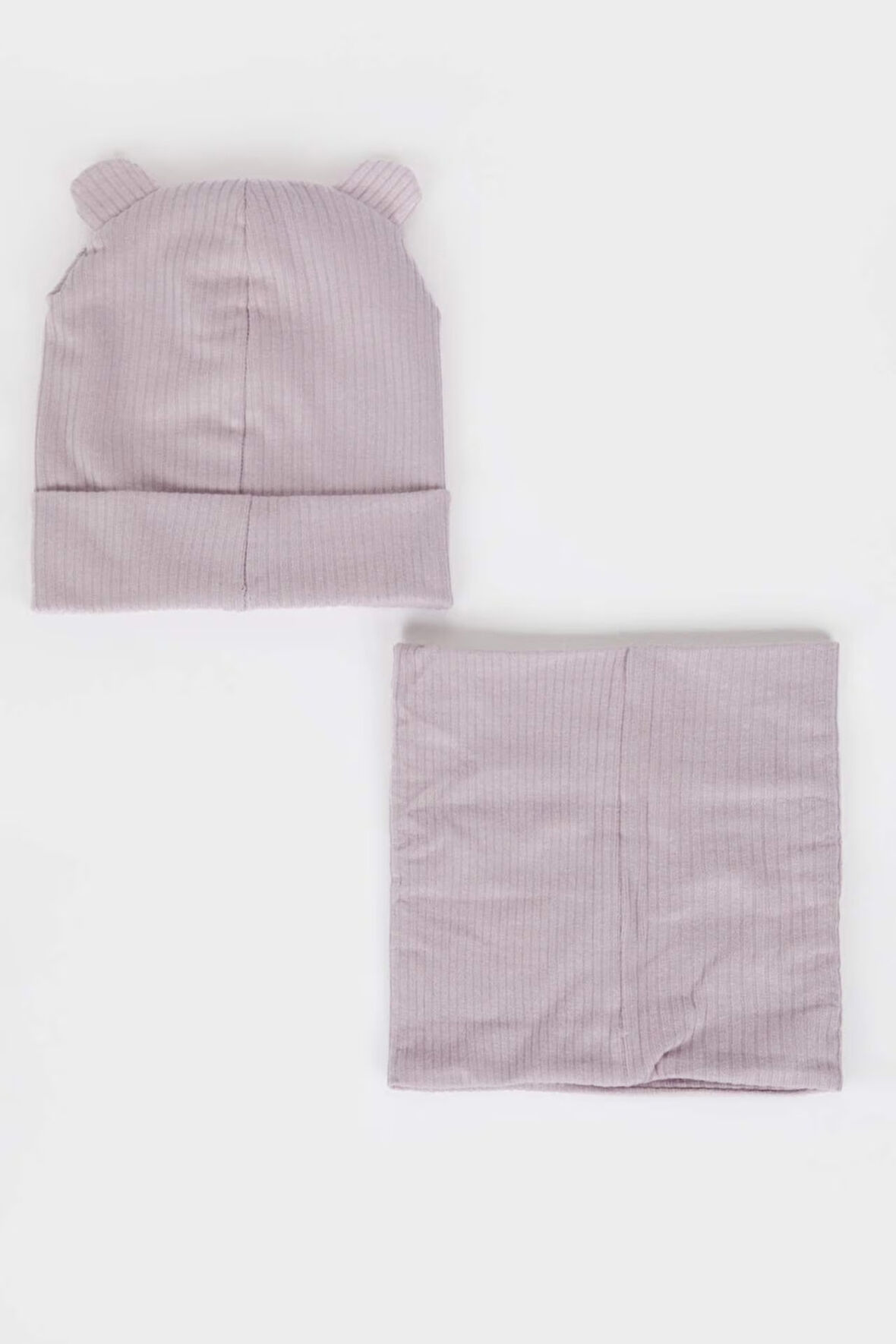 Kız Bebek 2'li Takım Fitilli Kaşkorse Bere Boyunluk