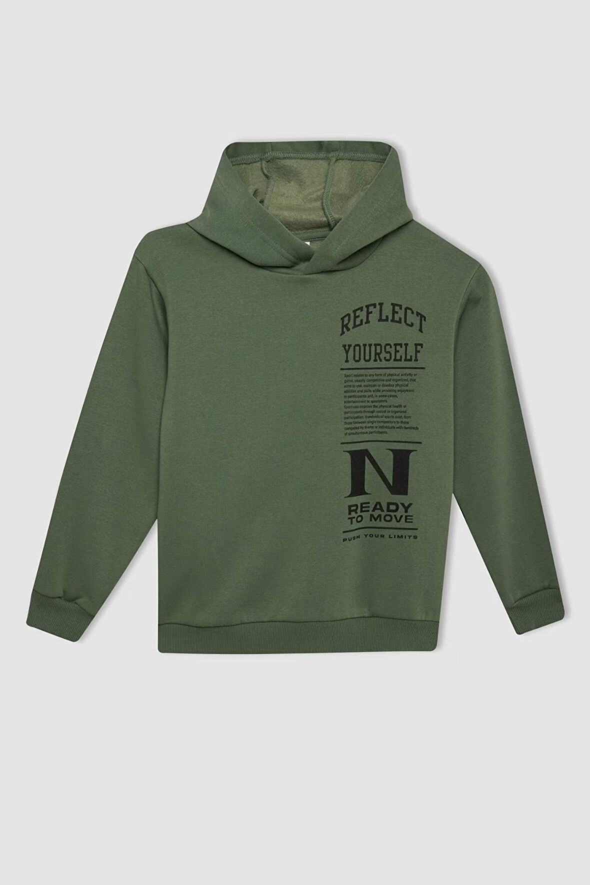 DeFacto Erkek Çocuk Haki Baskılı Kapüşonlu Sweatshirt C9786A824AUKH458