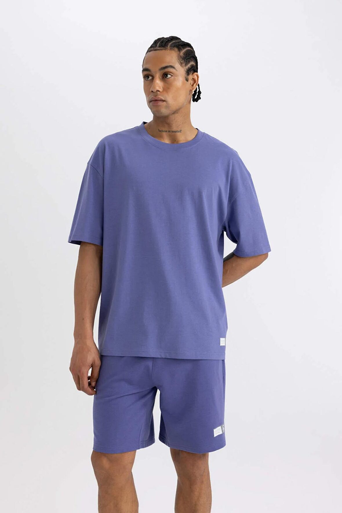 DeFactoFit Oversize Geniş Kalıp Bisiklet Yaka Baskılı Kısa Kollu Sporcu Tişört A1624AX24SMPR484