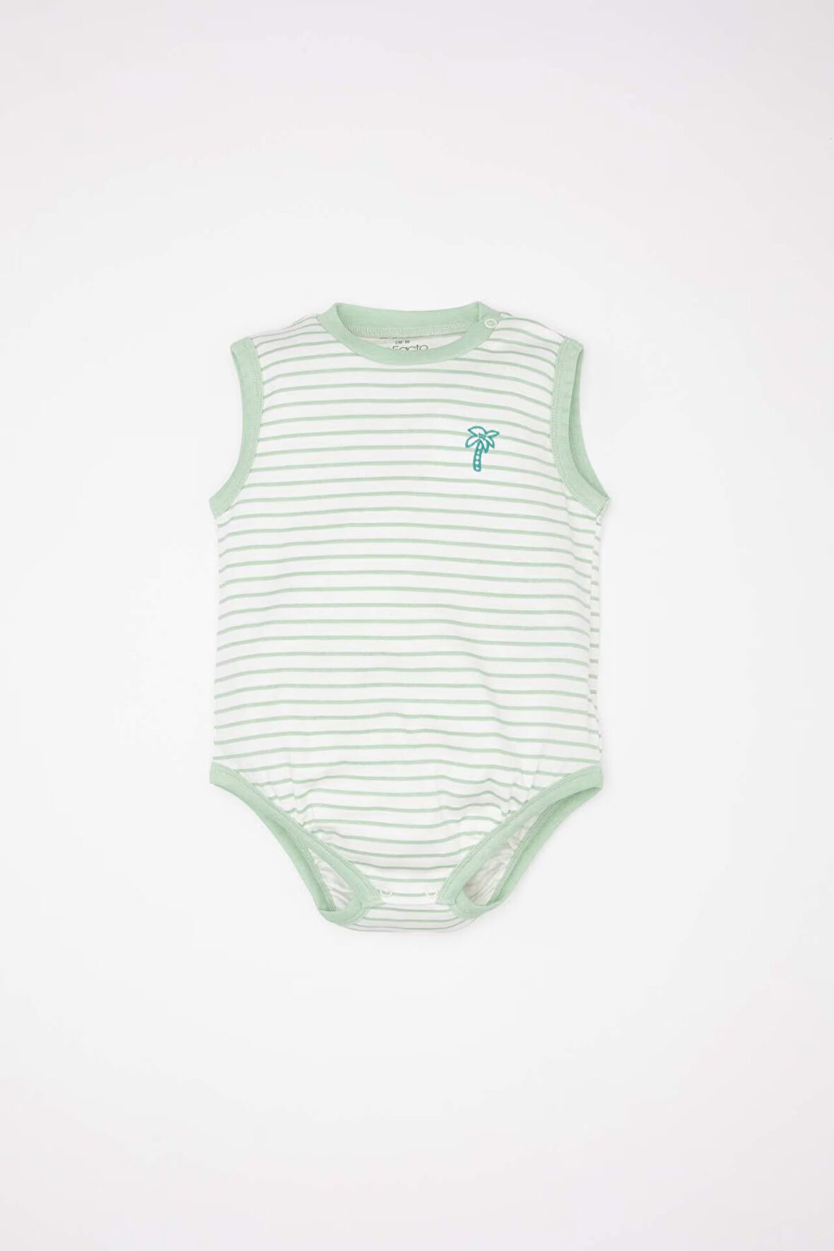 DeFacto Erkek Bebek Yenidoğan Bebe Yaka Çizgili Ribana Kolsuz Çıtçıtlı Body C8325A524HSER105