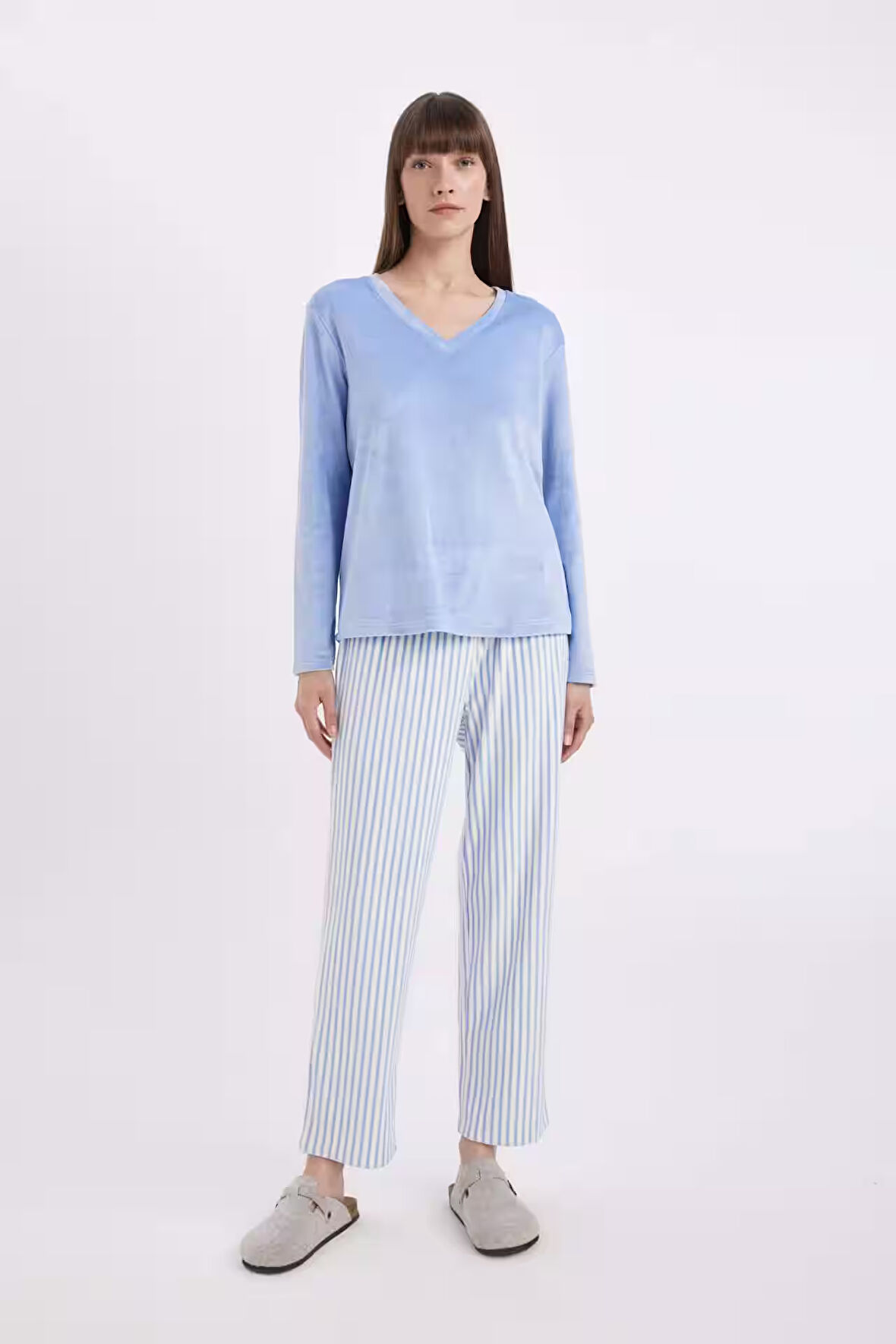 	Fall in Love Regular Fit Uzun Kollu Velur Pijama Takımı