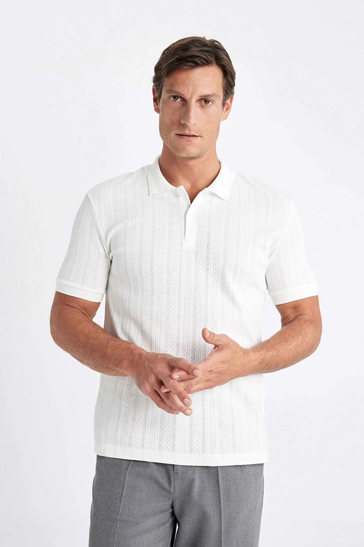 DeFacto Regular Fit Kısa Kollu Dokulu Triko Polo Tişört C4140AX24SMER85
