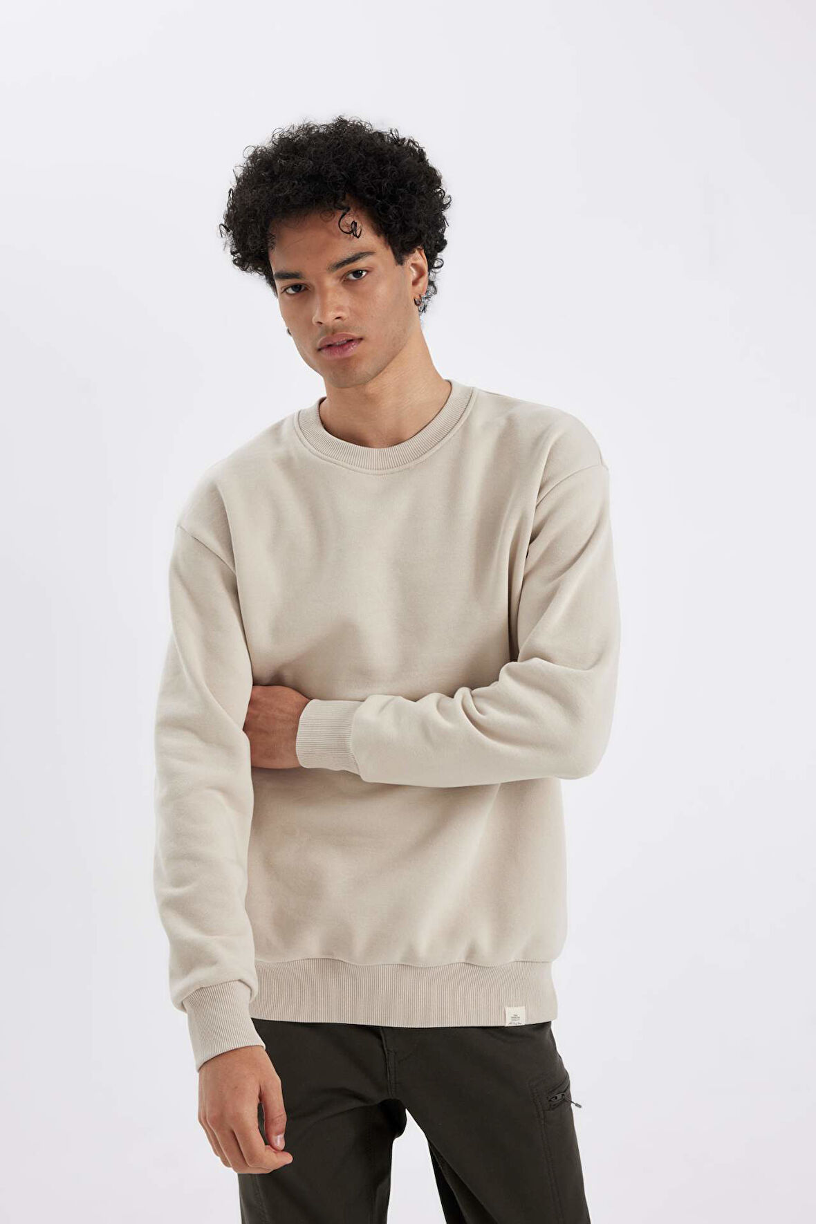 DeFacto Oversize Geniş Kalıp Bisiklet Yaka Kalın Basic Düz Sweatshirt T5139AZ24AUBG735