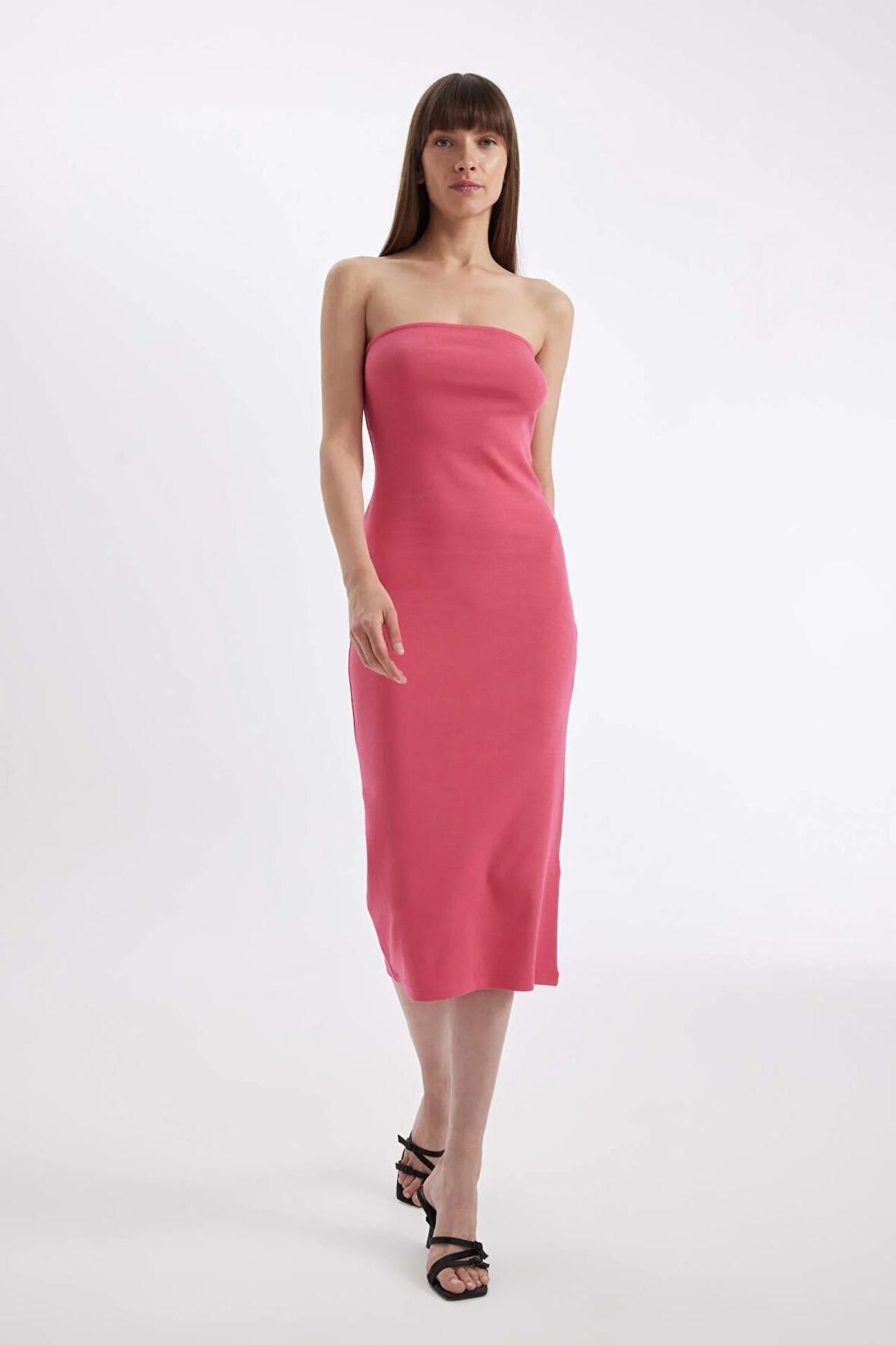 DeFacto Bodycon Straplez Ribana Midi Elbise D4440AX24HSPN628