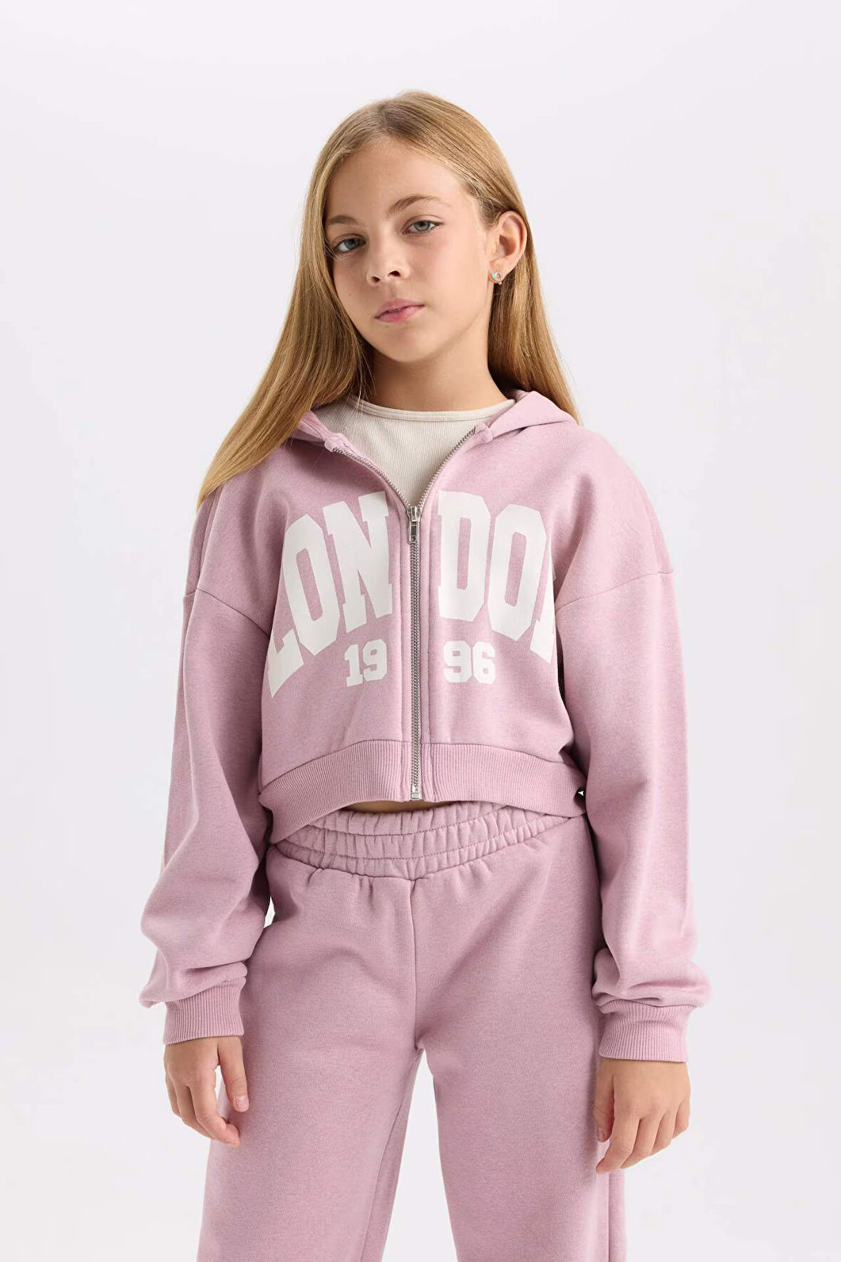 Kız Çocuk Kalın Sweatshirt Kumaşı 2'li Takım