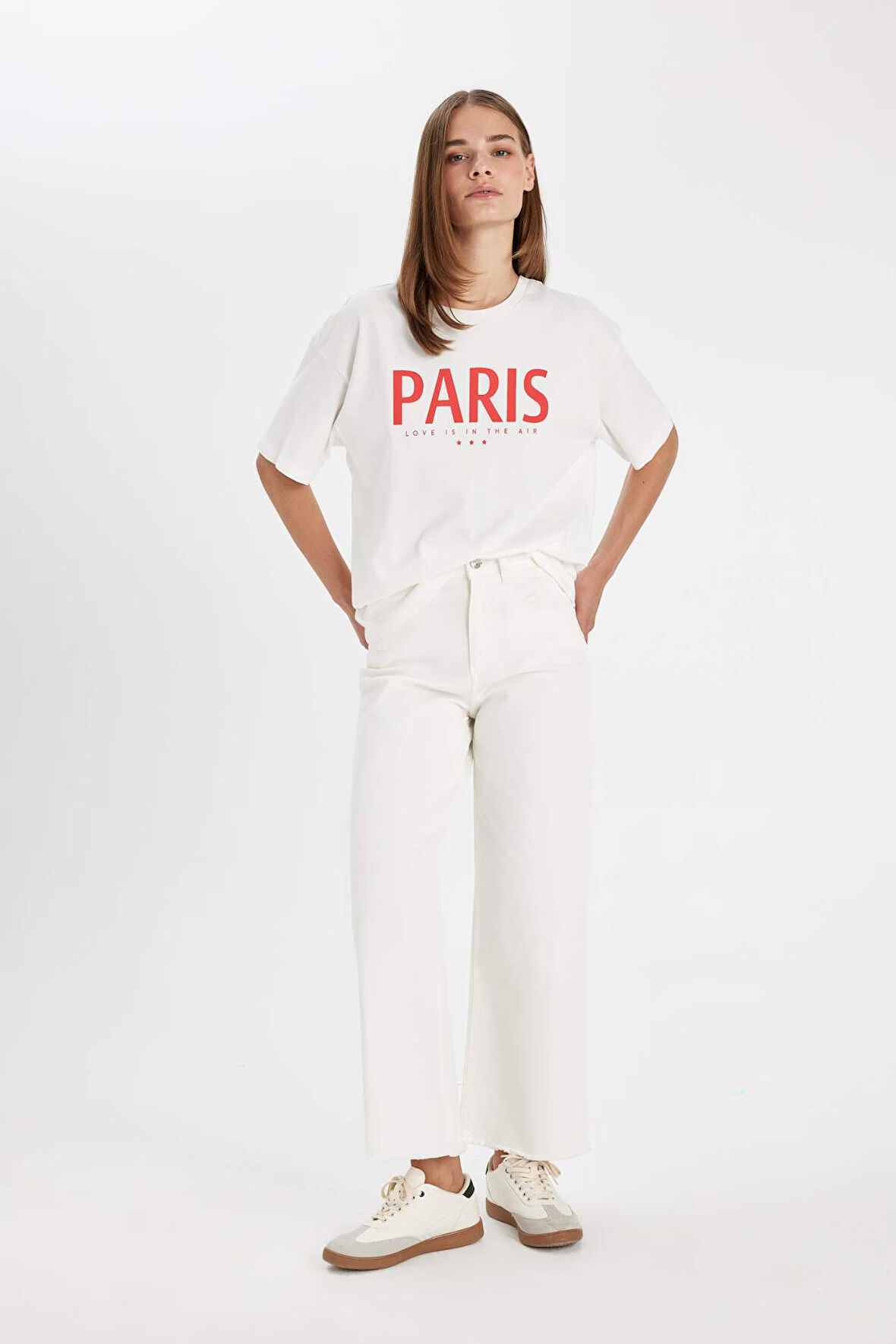DeFacto Culotte Gabardin Kumaş Pantolon Yüksek Bel Basic Düz Cepli Geniş Bol Paça C7535AX24AUWT32