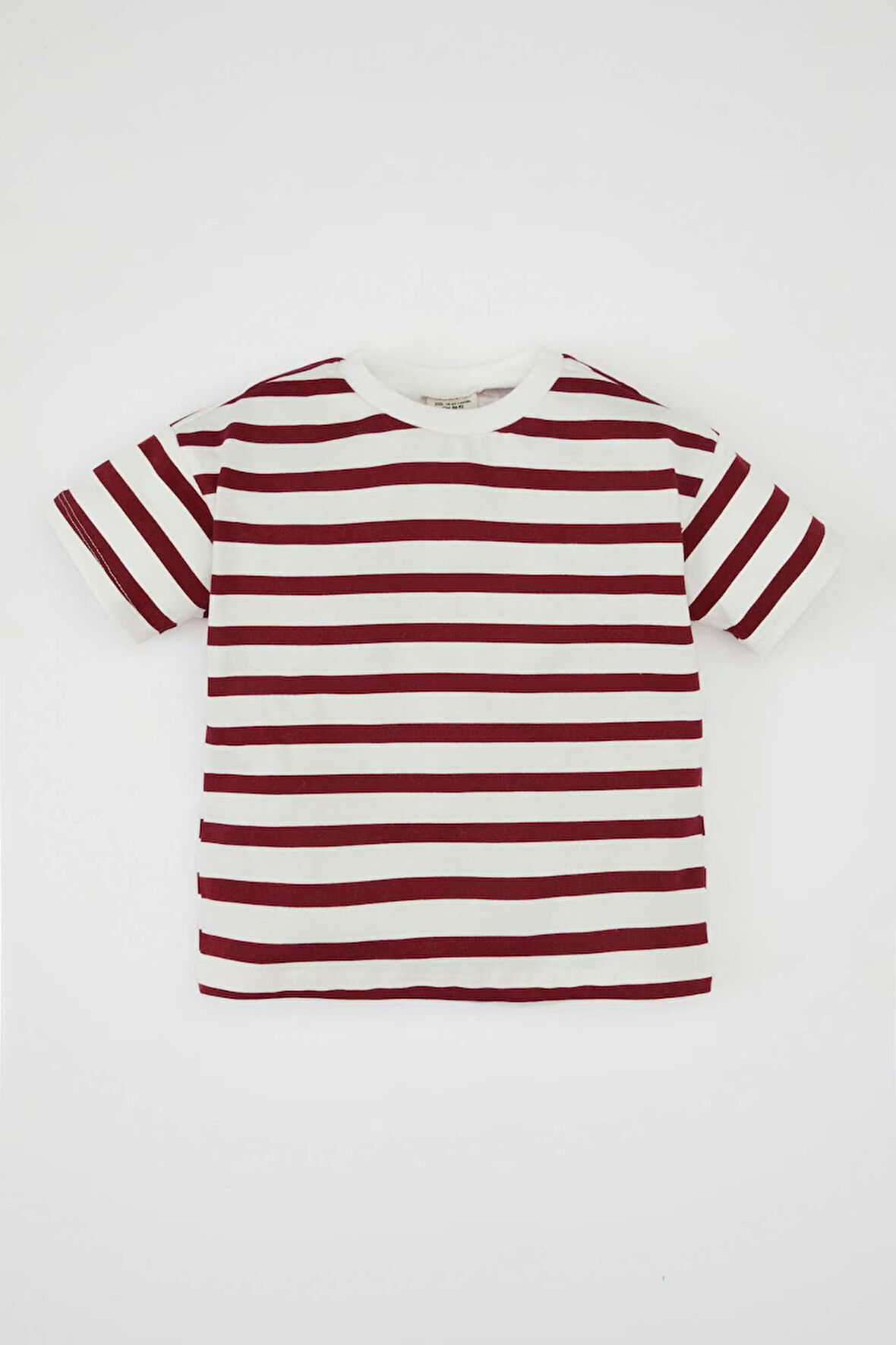 Erkek Bebek Bisiklet Yaka Çizgili Kısa Kollu Tişört