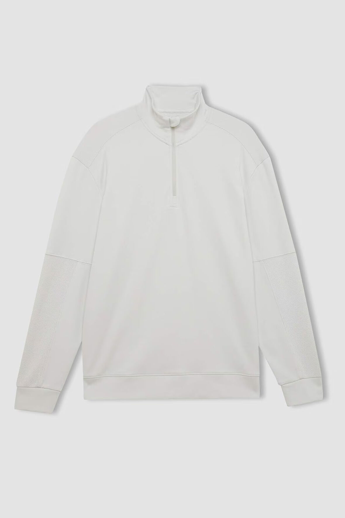 DeFacto Gri DeFactoFit Standart Fit Dik Yaka Fermuarlı Skuba Dalgıç Kumaş Sporcu Sweatshirt C9172AX24AUGR493
