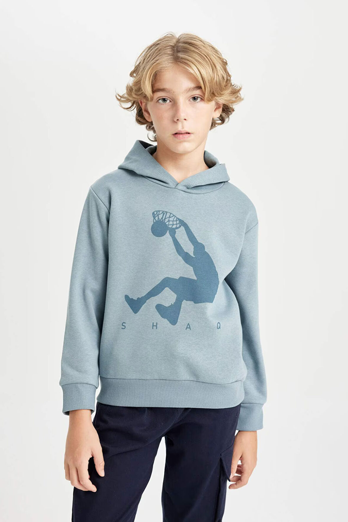 Erkek Çocuk Shaquille O'Neal Regular Fit Kapüşonlu Kalın Sweatshirt Kumaşı Sweatshirt