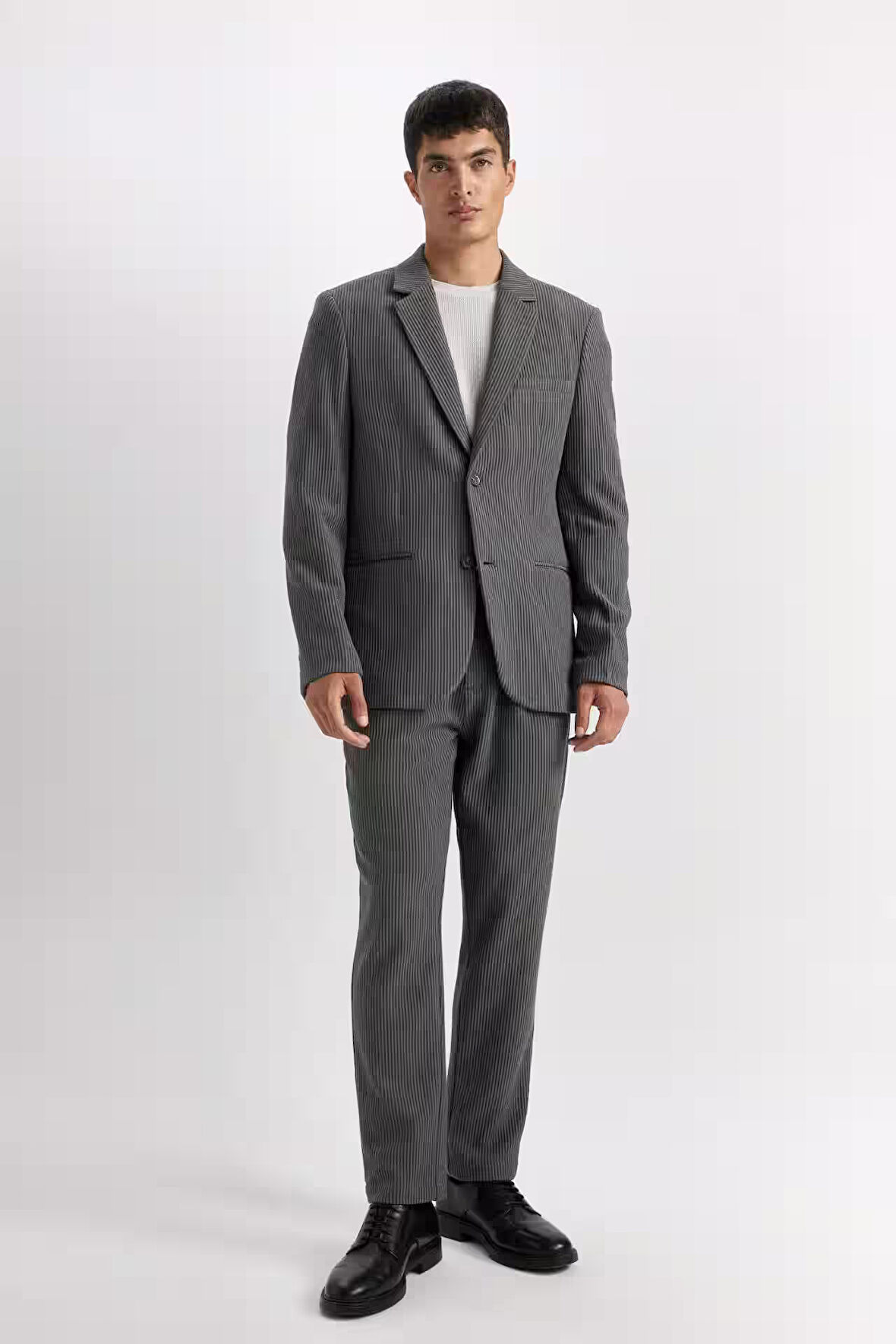 DeFacto Antrasit Pantolon Tailored Regular Fit Normal Kesim Düz Paça Cepli D3704AX24AUAR198