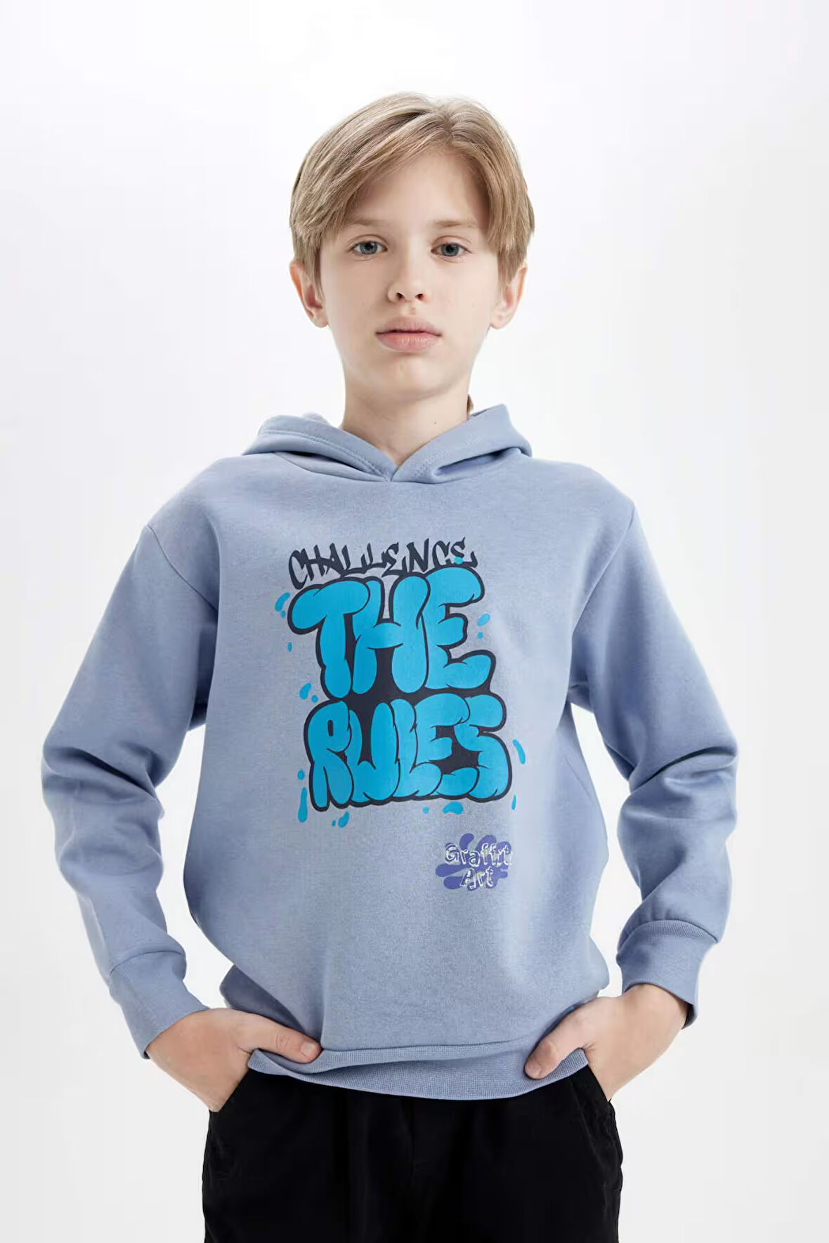 Erkek Çocuk Kapüşonlu Baskılı Sweatshirt