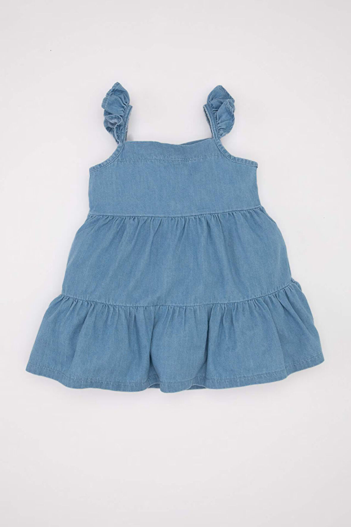 Kız Bebek Askılı Jean Elbise