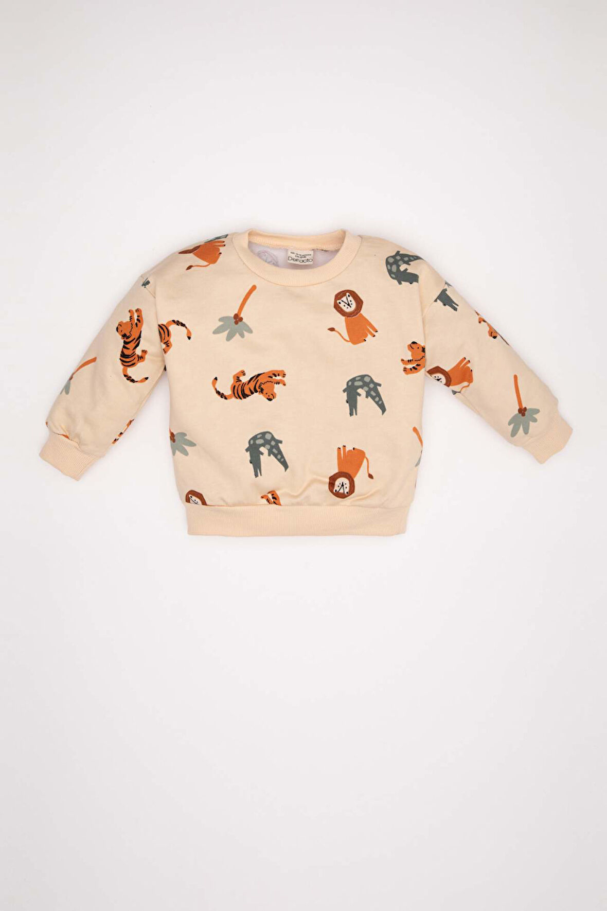 Erkek Bebek Bisiklet Yaka Baskılı Sweatshirt