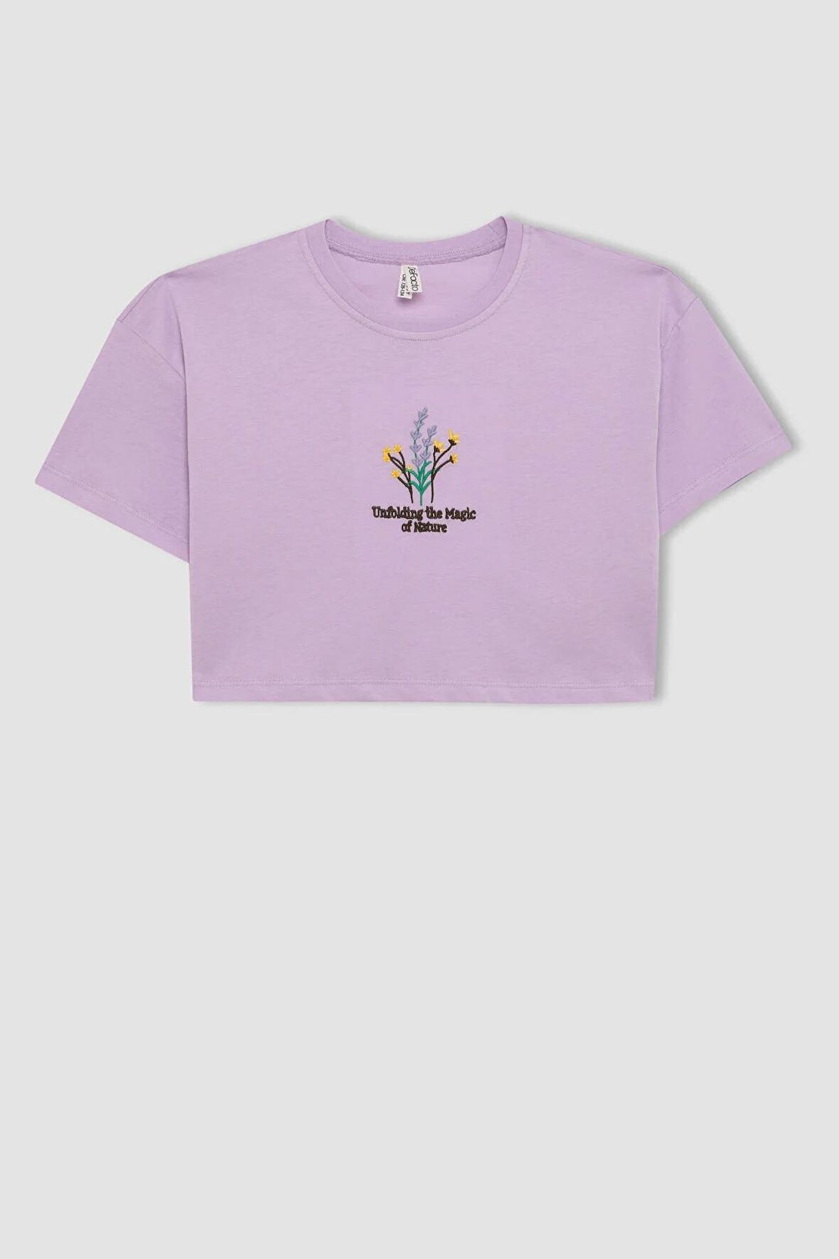 DeFacto Kız Çocuk Crop Bisiklet Yaka Çiçekli Kısa Kollu Tişört D1593A824HSPR143