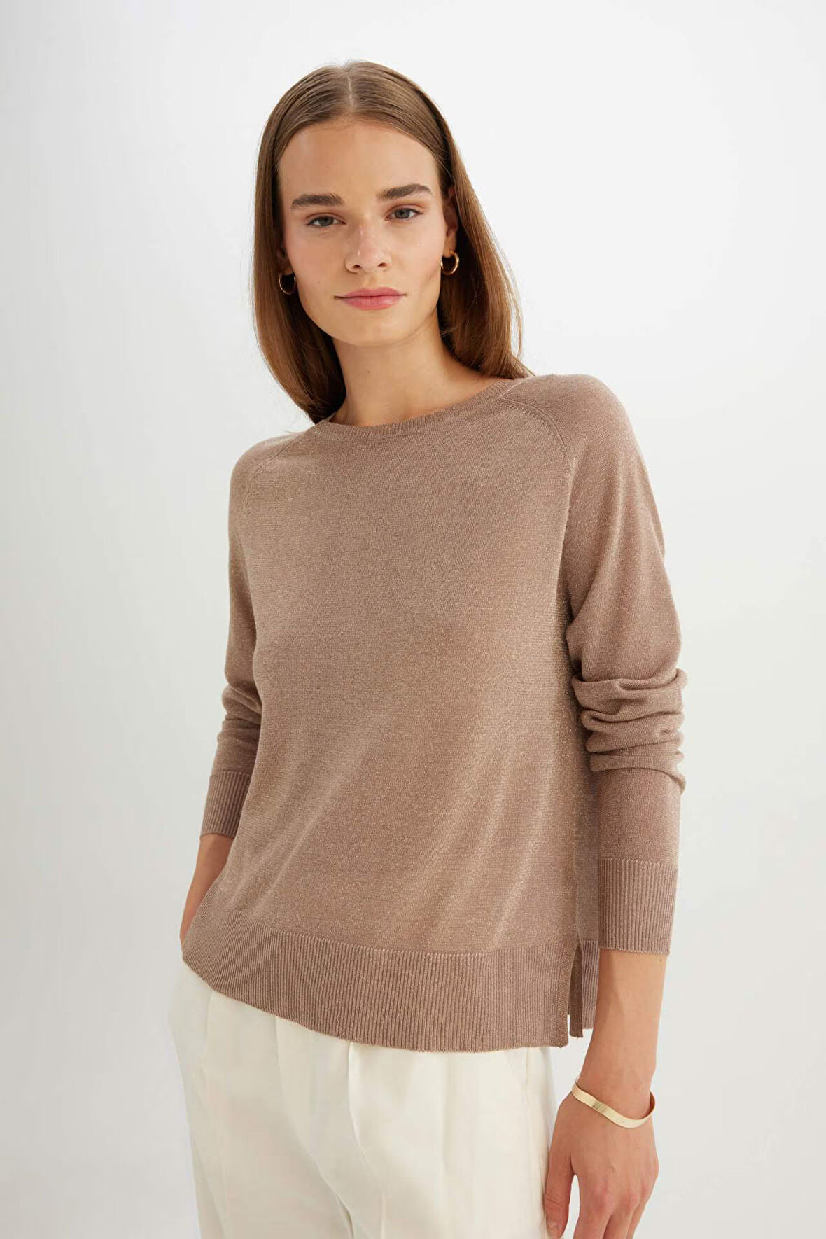 Regular Fit Bisiklet Yaka Basic Triko Kazak