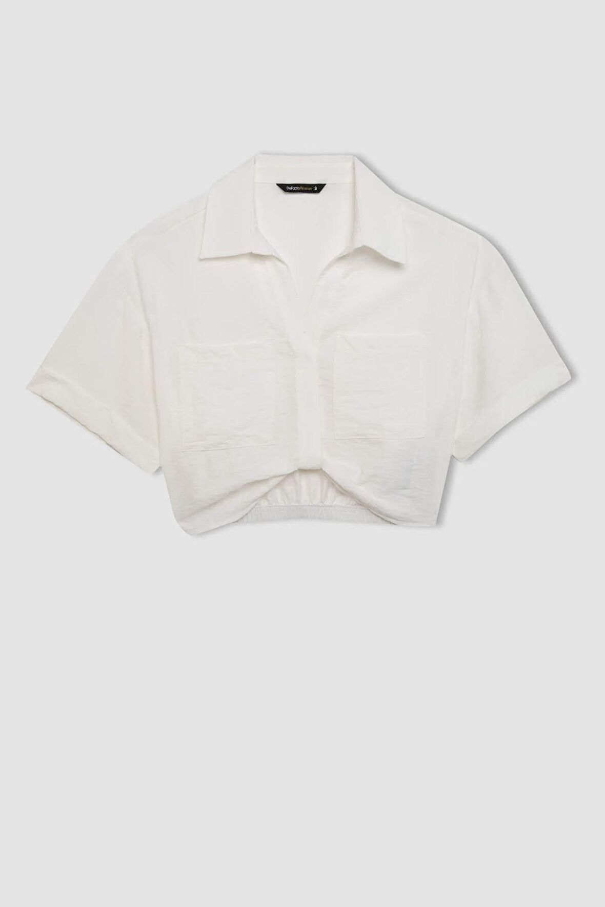 DeFacto Cropped Fit Gömlek Yaka Twill Kısa Kollu Bluz C7799AX24SMER105