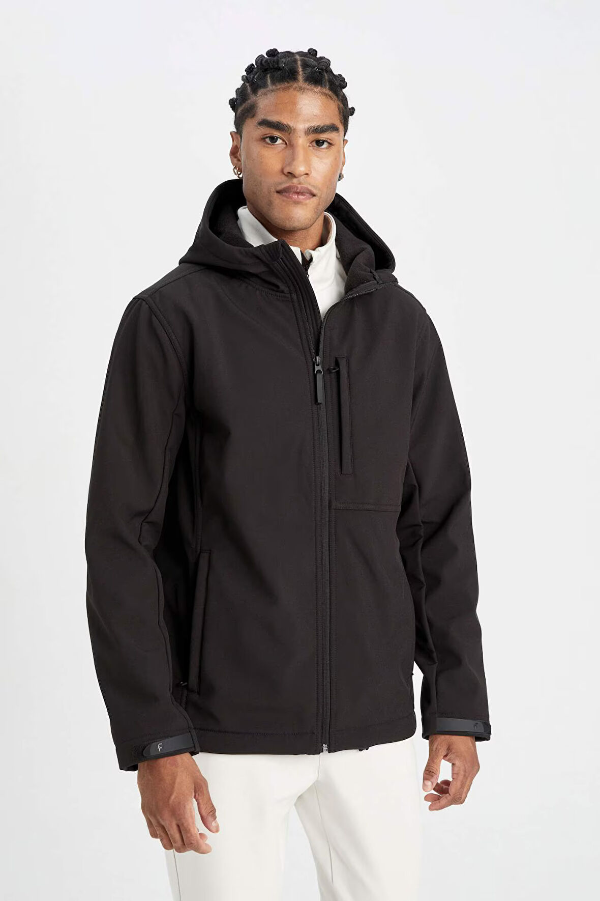 DeFactoFit Softshell Mont Su İtici Rüzgara Karşı Koruyan Kapüşonlu Fermuarlı Cepli A2122AX24AUBK81