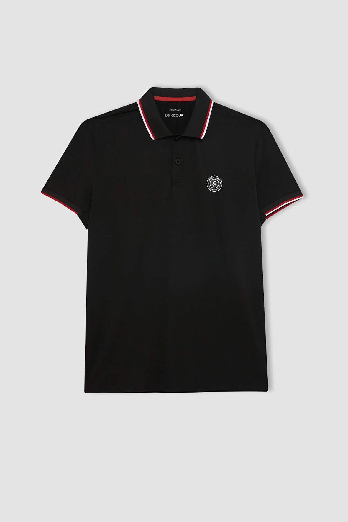 DeFactoFit Standart Fit Baskılı Kısa Kollu Sporcu Ağır Kumaş Polo Tişört C1749AX24SMBK81