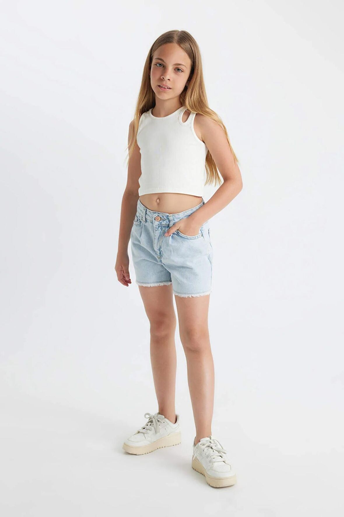 DeFacto Kız Çocuk Jean Şort C9519A824SMNM63