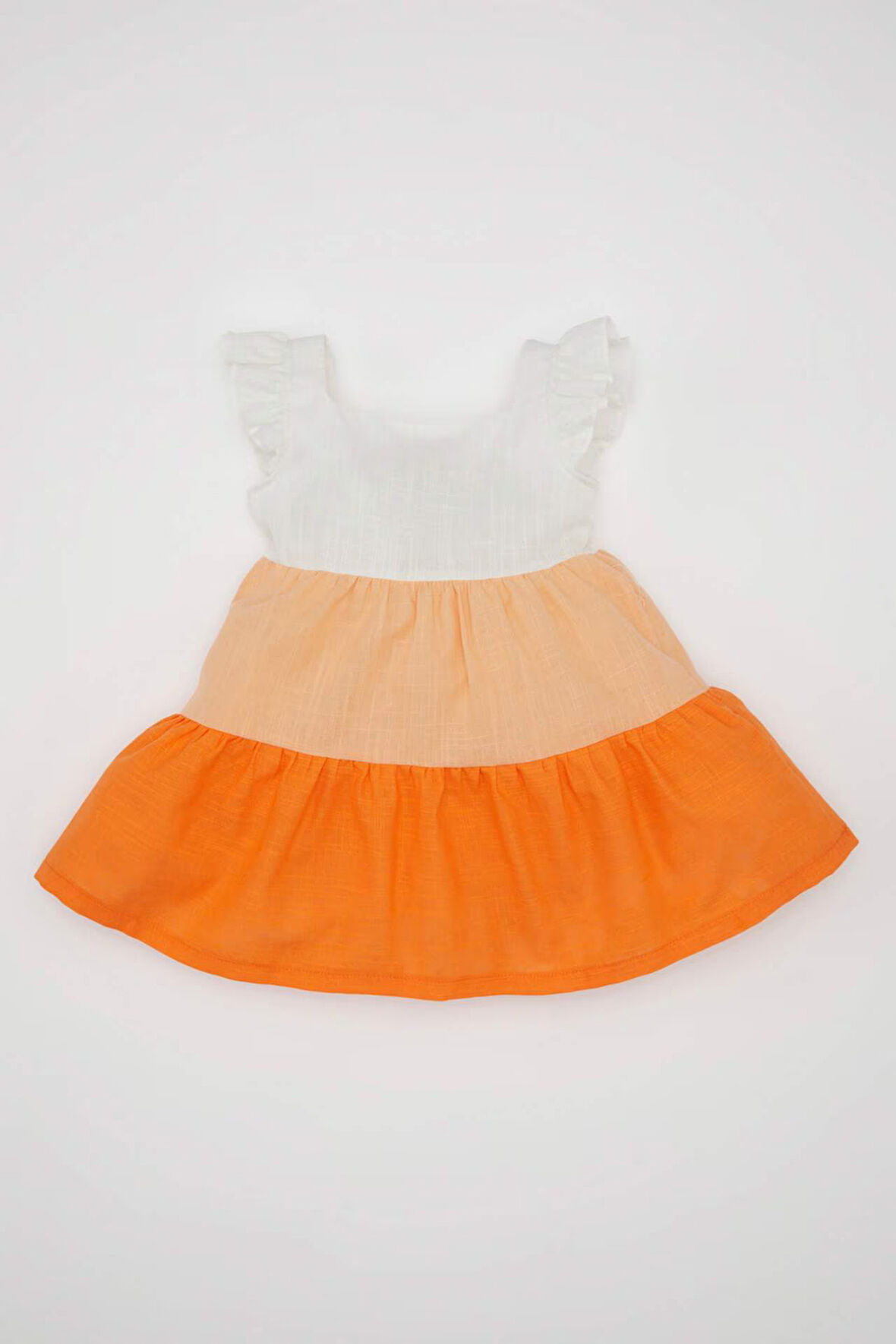 DeFacto Kız Bebek Kısa Kollu Keten Görünümlü Elbise C7243A524SMOG143