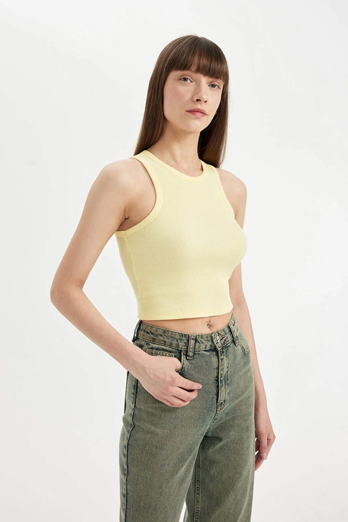 DeFacto Fitted Halter Yaka Fitilli Kaşkorse Basic Atlet U0357AZ24SMYL118