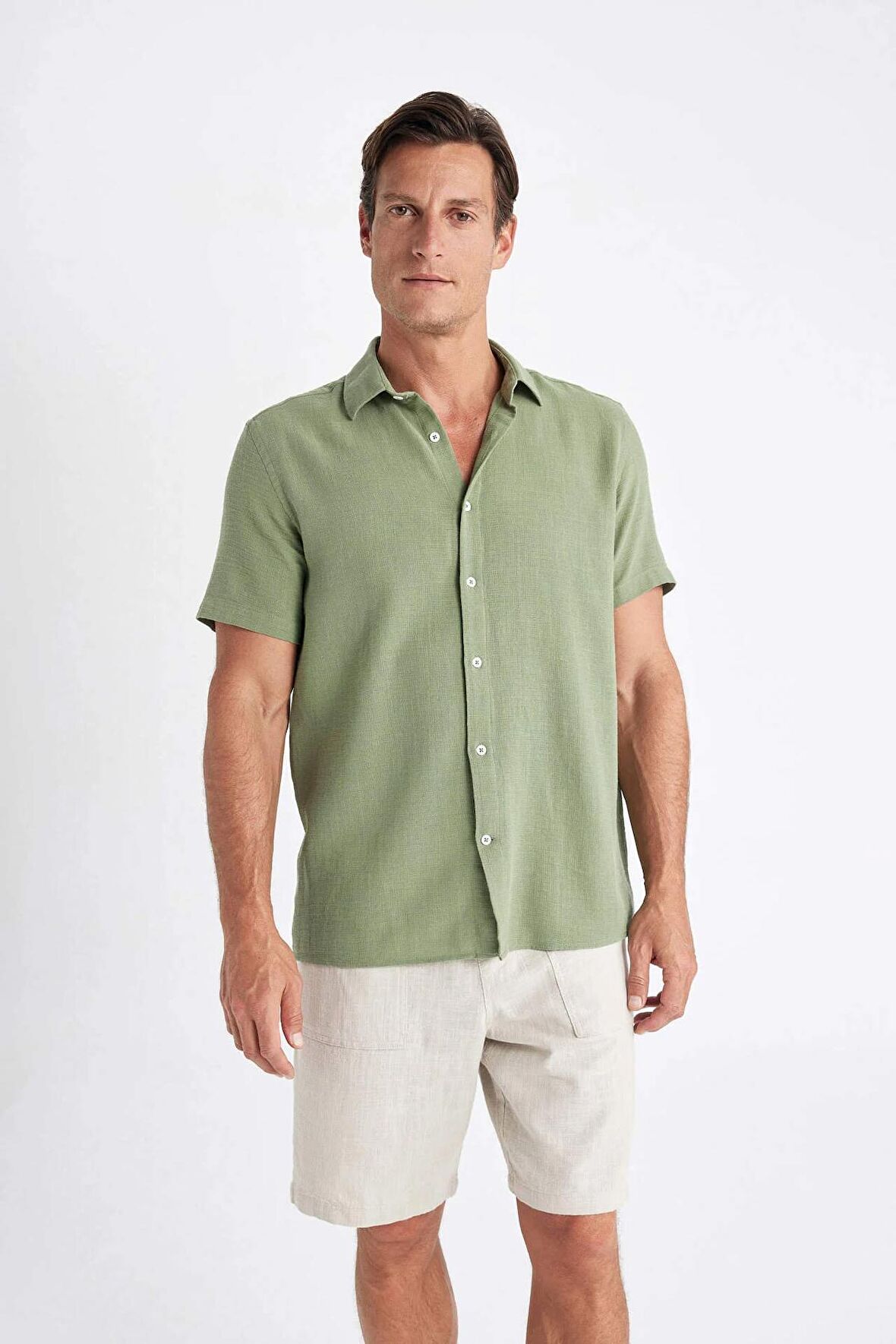DeFacto Regular Fit Yazlık Polo Yaka Pamuklu Kısa Kollu Gömlek D2924AX24SMKH430