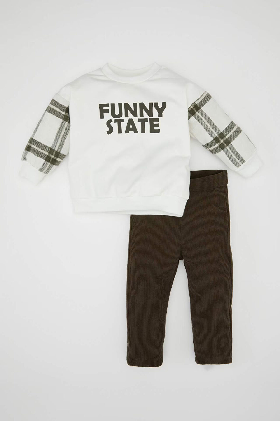 DeFacto Erkek Bebek 2'li Takım Baskılı Sweatshirt Beli Lastikli Pantolon D3362A524WNER105