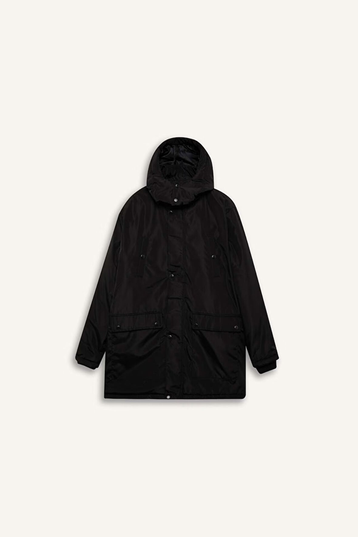 DeFacto Regular Fit Kapüşonlu Fermuarlı Cepli Hafif Uzun Parka D5972AX24CWBK27