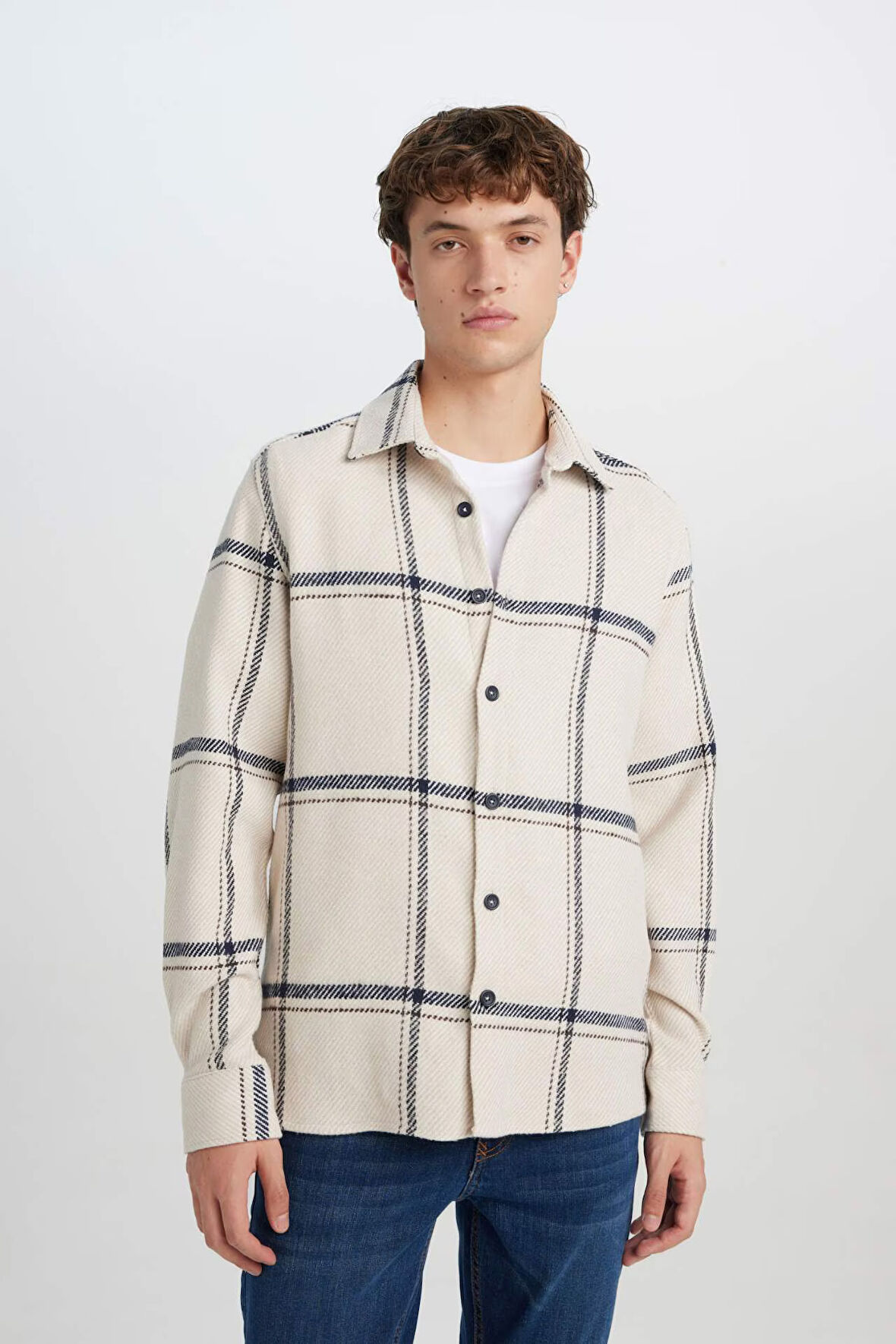 DeFacto Modern Fit Polo Yaka Oduncu Uzun Kollu Gömlek Y1692AZ24WNBG74
