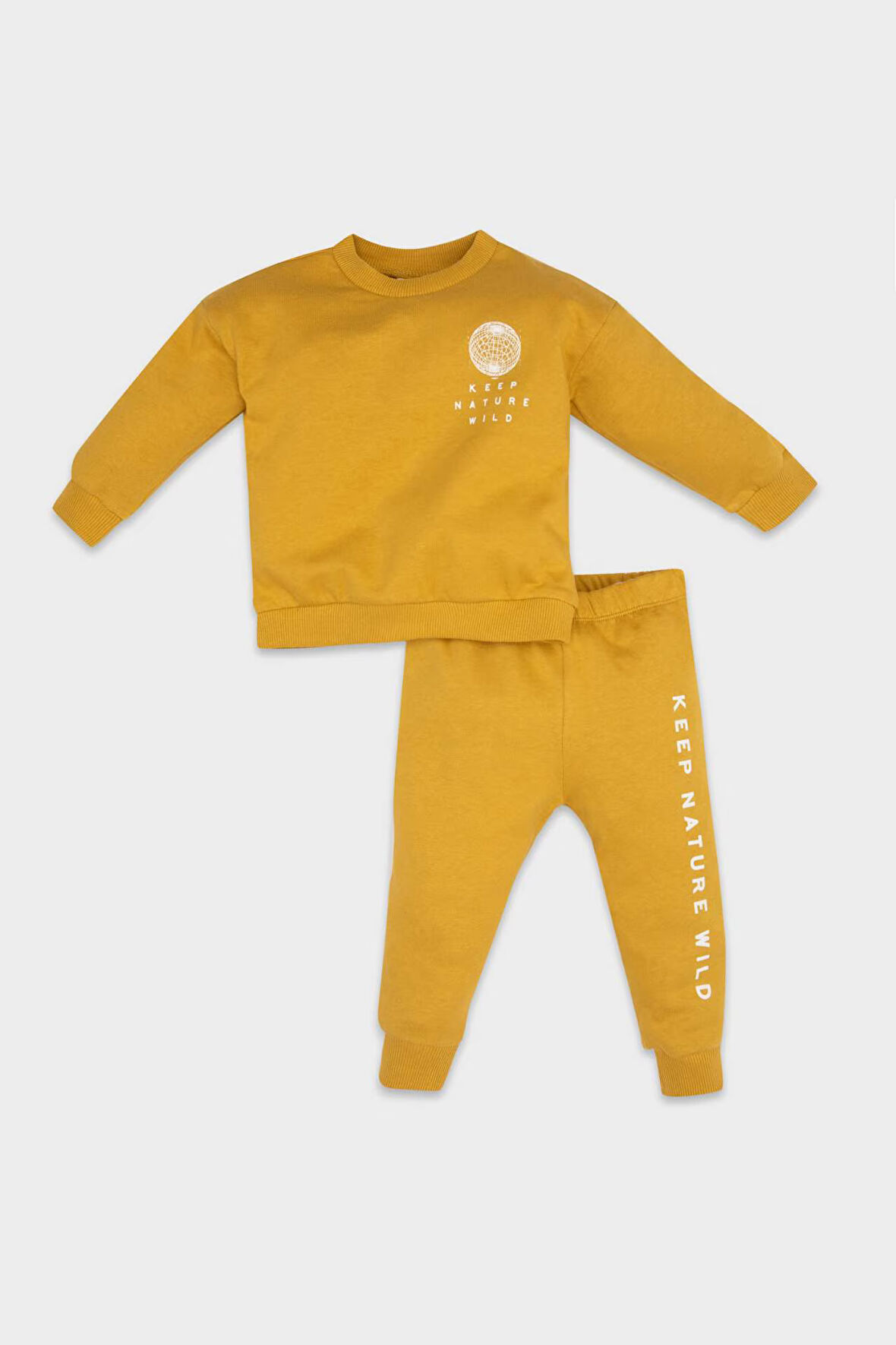 DeFacto Erkek Bebek 2'li Takım Baskılı Bisiklet Yaka Sweatshirt Beli Lastikli Eşofman Altı D5938A524WNYL310