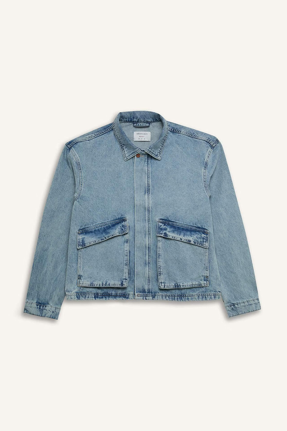 DeFacto Polo Yaka Cepli Fermuarlı Jean Ceket D5884AX24AUNM28