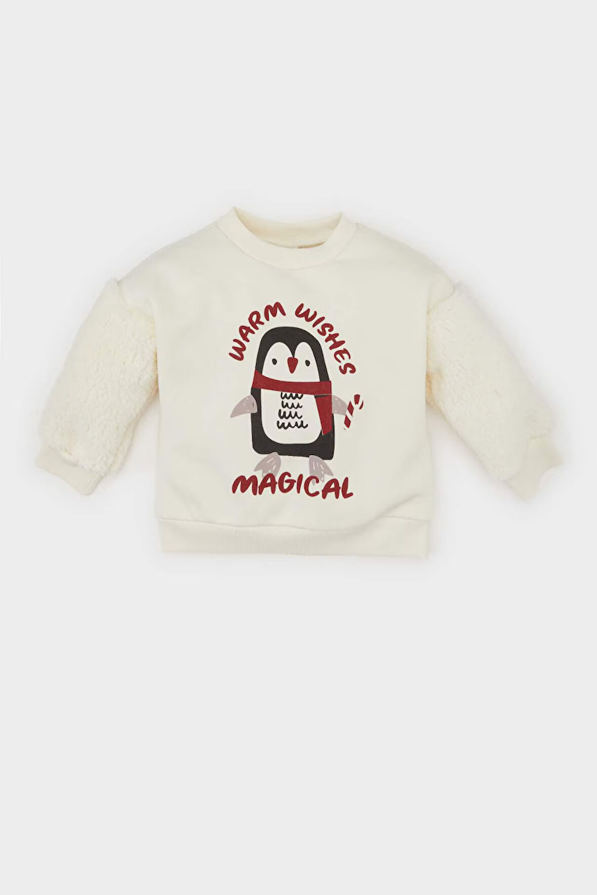 DeFacto Kız Bebek Bisiklet Yaka Yılbaşı Temalı İçi Yumuşak Tüylü Sweatshirt D6229A524WNER233